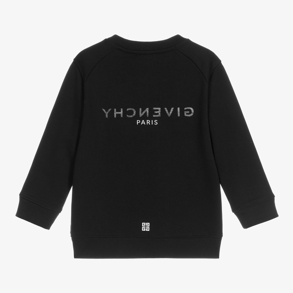Boys Black Logo Cotton Sweatshirt