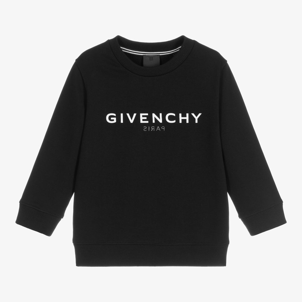 Boys Black Logo Cotton Sweatshirt
