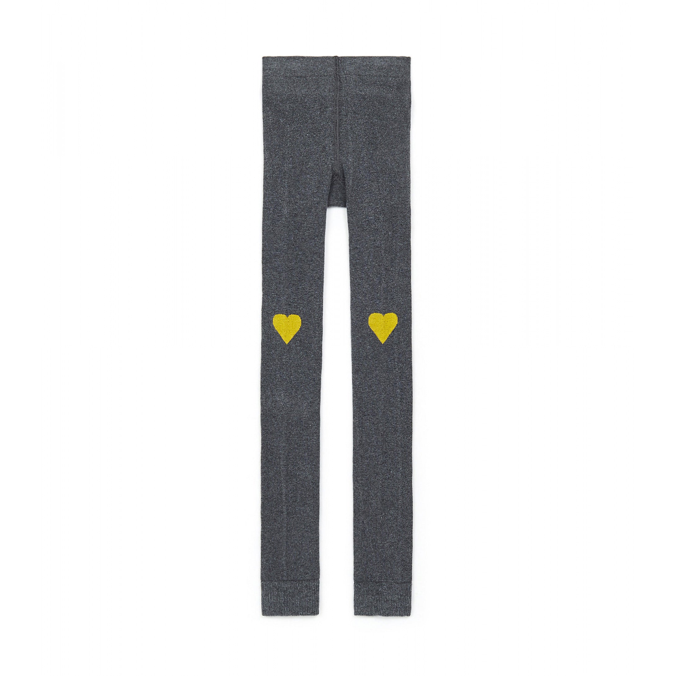Girls Dark Grey Heart Cotton Tights