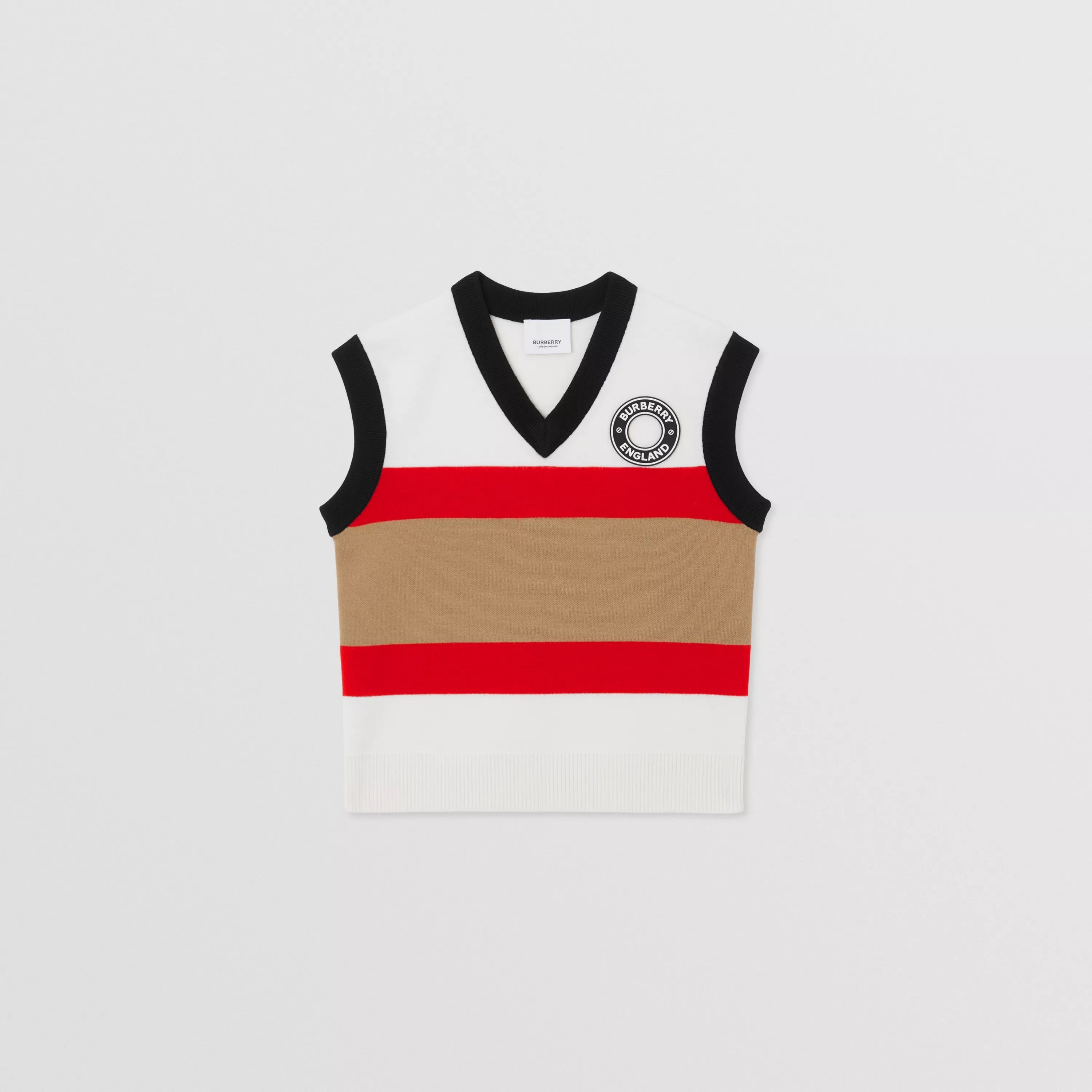 Boys & Girls White Stripes Wool Vest