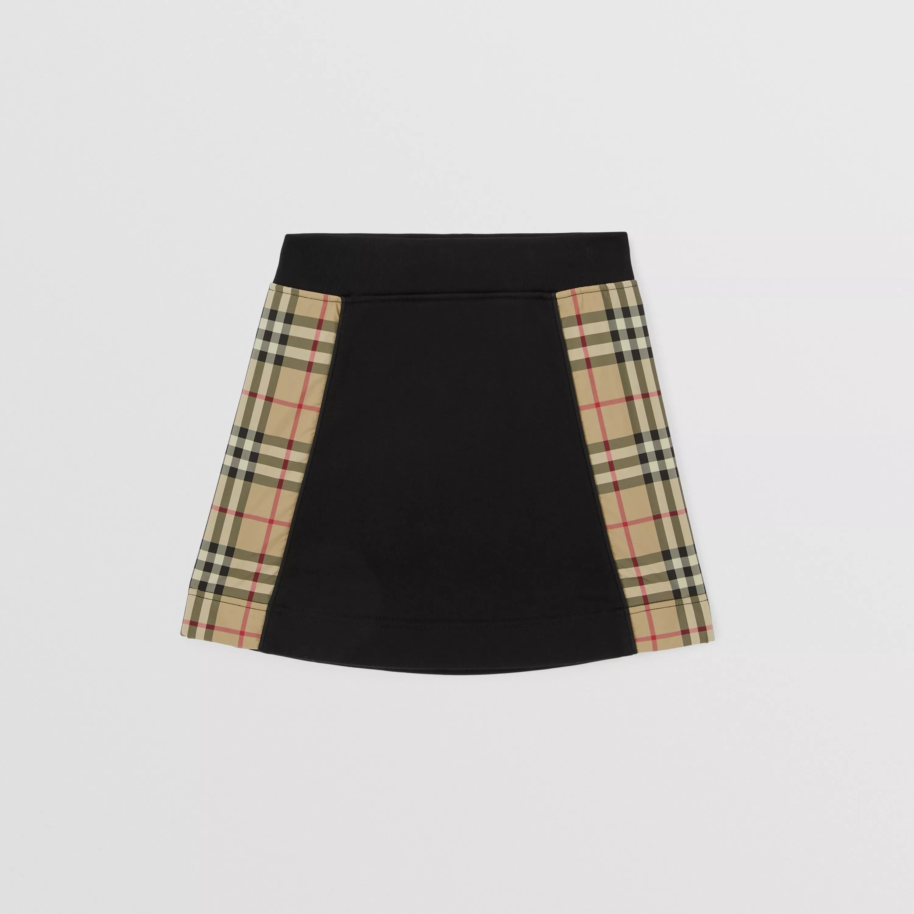 Girls Black Check Cotton Skirt