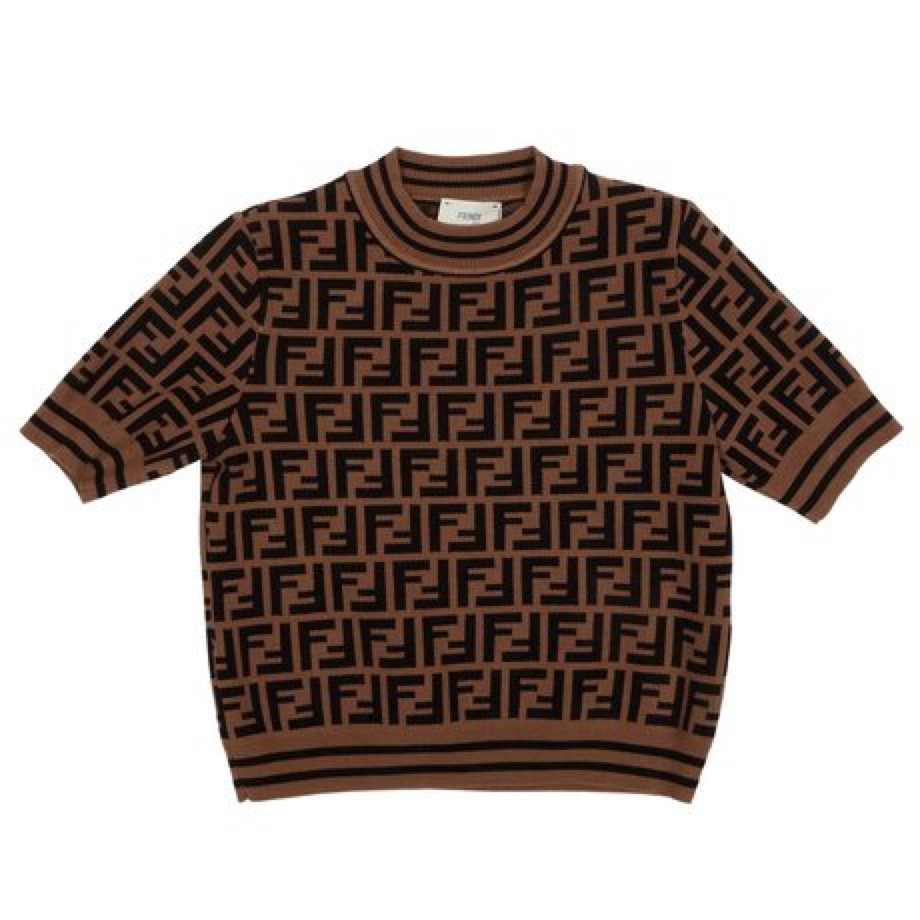 Girls Brown FF Knit Sweater