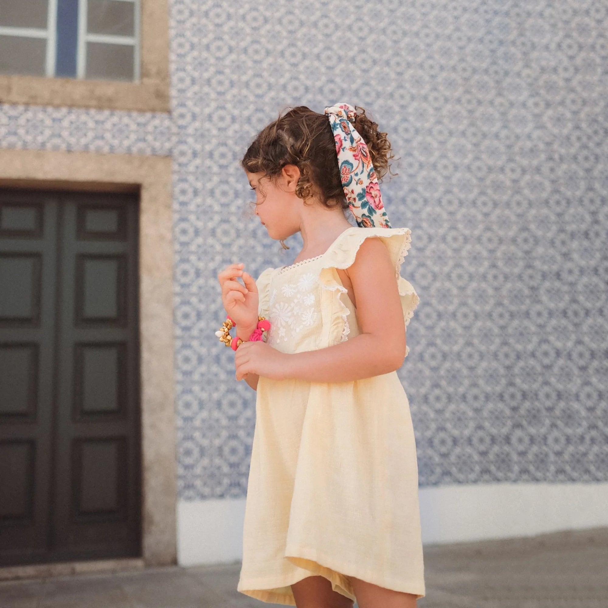 Girls Cream Floral Hair Ring