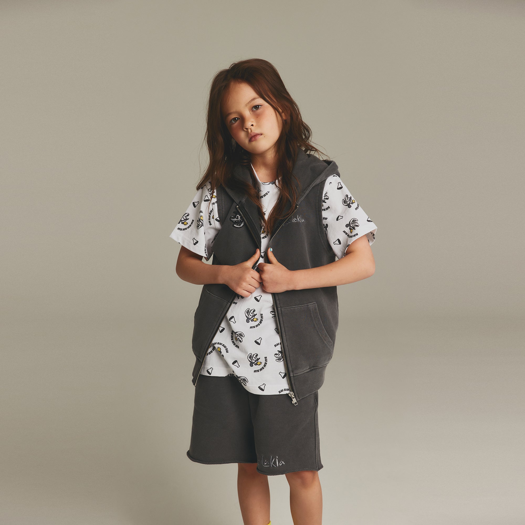 Boys & Girls Grey Logo Cotton Shorts
