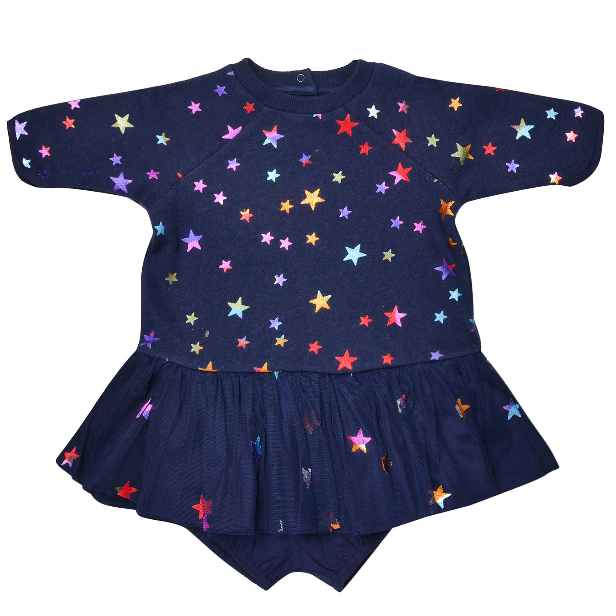Baby Girls Navy Blue 'India' Dress With Multicolor Spot Print - CÉMAROSE | Children's Fashion Store