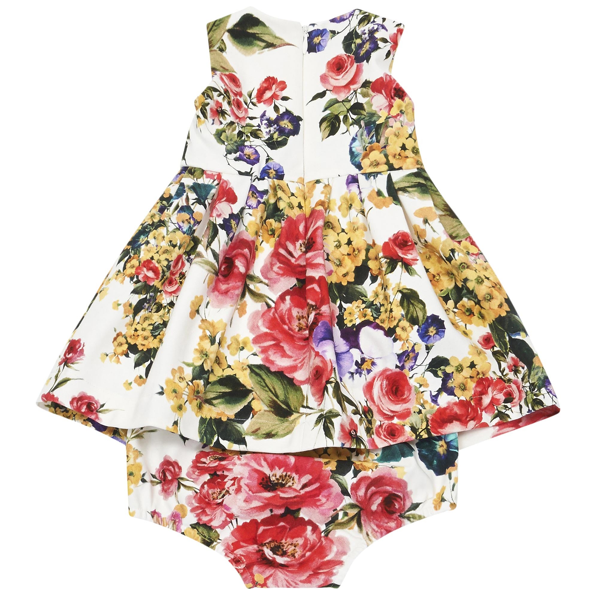 Baby Girls White Allover Flower Printed Cotton Dress - CÉMAROSE | Children's Fashion Store - 2