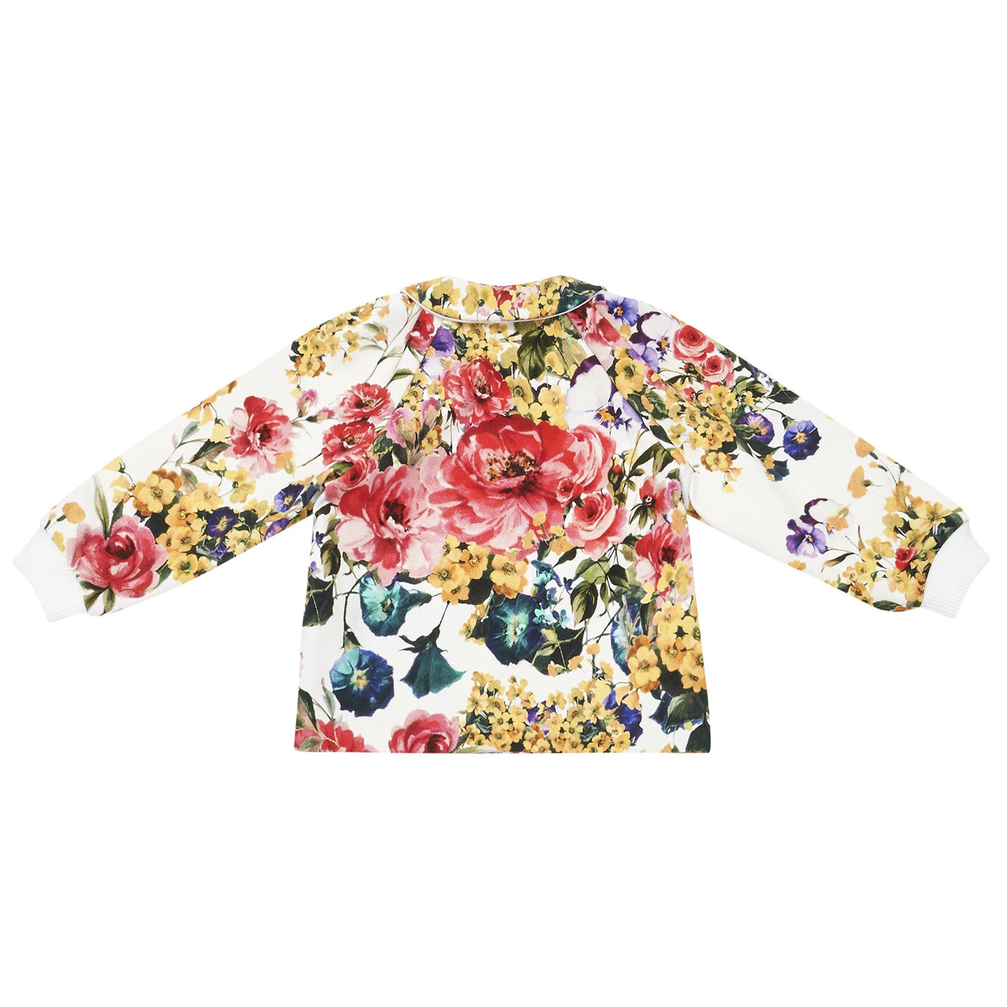 Baby Girls Multicolor Flower Printed Trims Cotton Cardigan - CÉMAROSE | Children's Fashion Store - 3