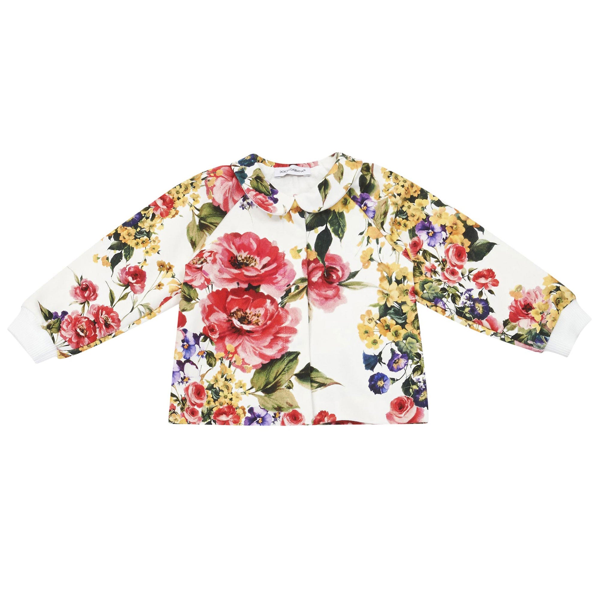Baby Girls Multicolor Flower Printed Trims Cotton Cardigan - CÉMAROSE | Children's Fashion Store - 2
