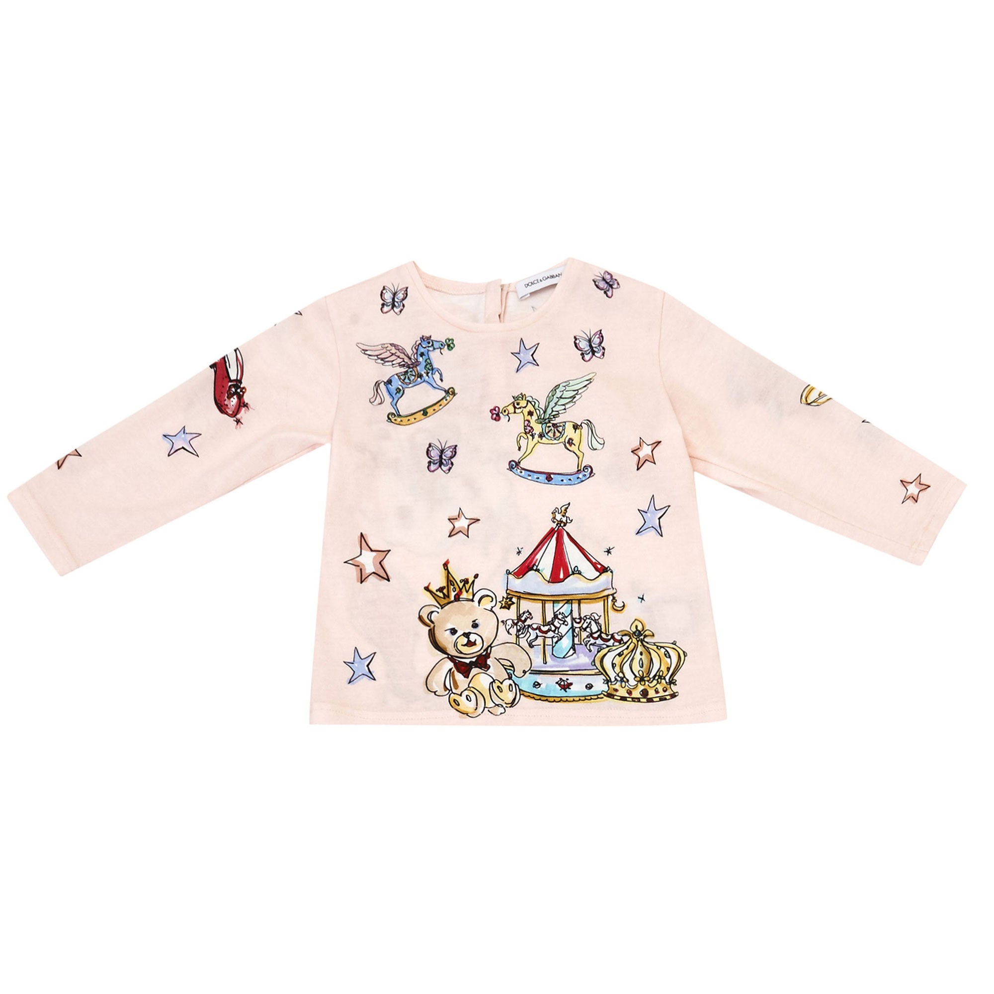 Baby Girls Pink Fancy Printed Cotton T-Shirt - CÉMAROSE | Children's Fashion Store - 2