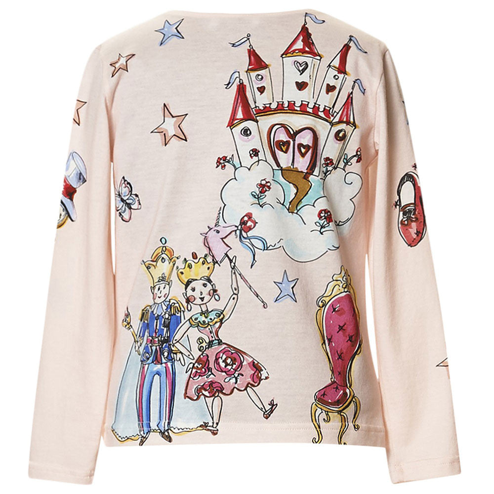 Girls Pink Fancy Printed Cotton T-Shirt - CÉMAROSE | Children's Fashion Store - 2