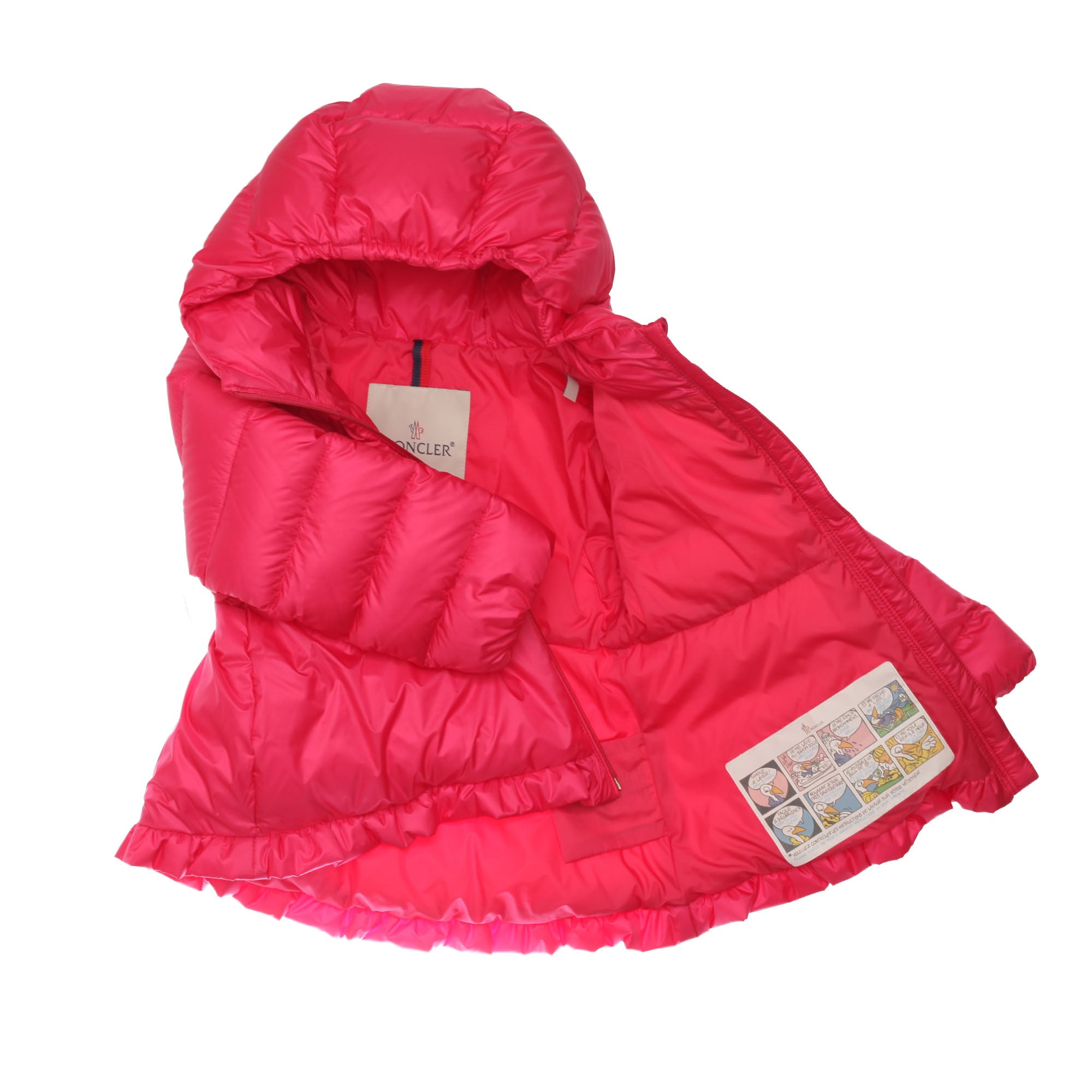 Baby Girls Fushia Ruffled Hems Padded Down 'Odile' Coat - CÉMAROSE | Children's Fashion Store - 3
