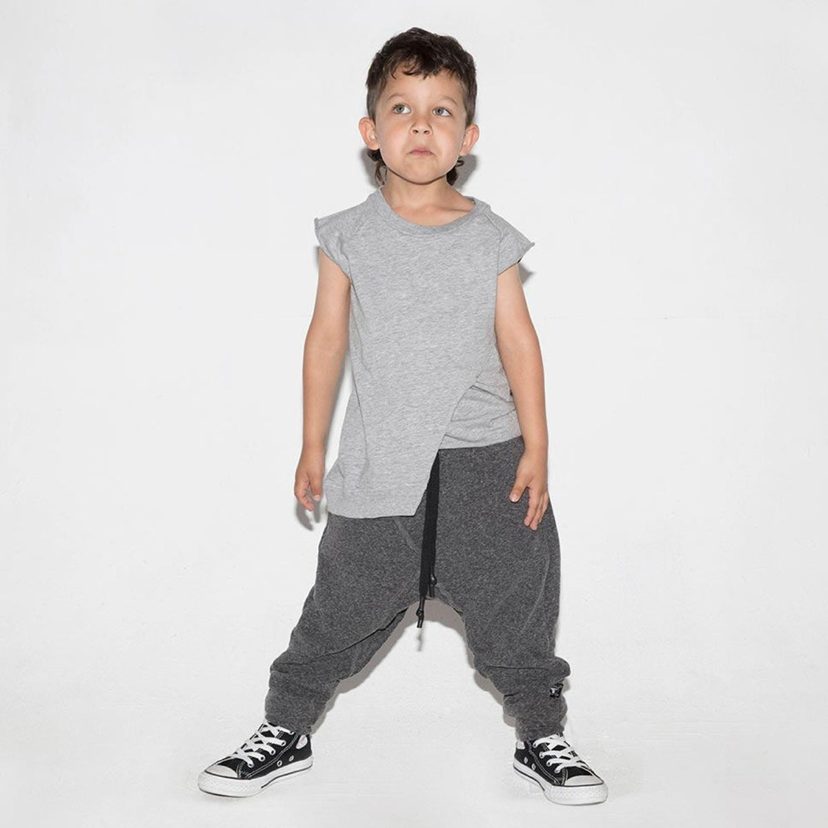 Boys Charcoal Raw Pants