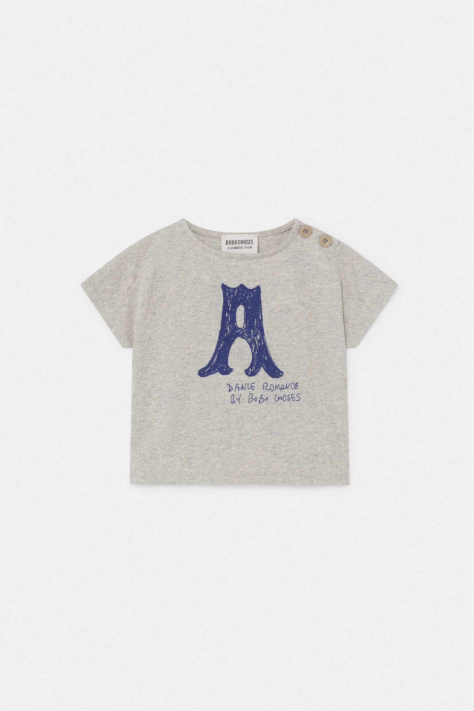 Baby Boys Grey Pattern Cotton T-shirt