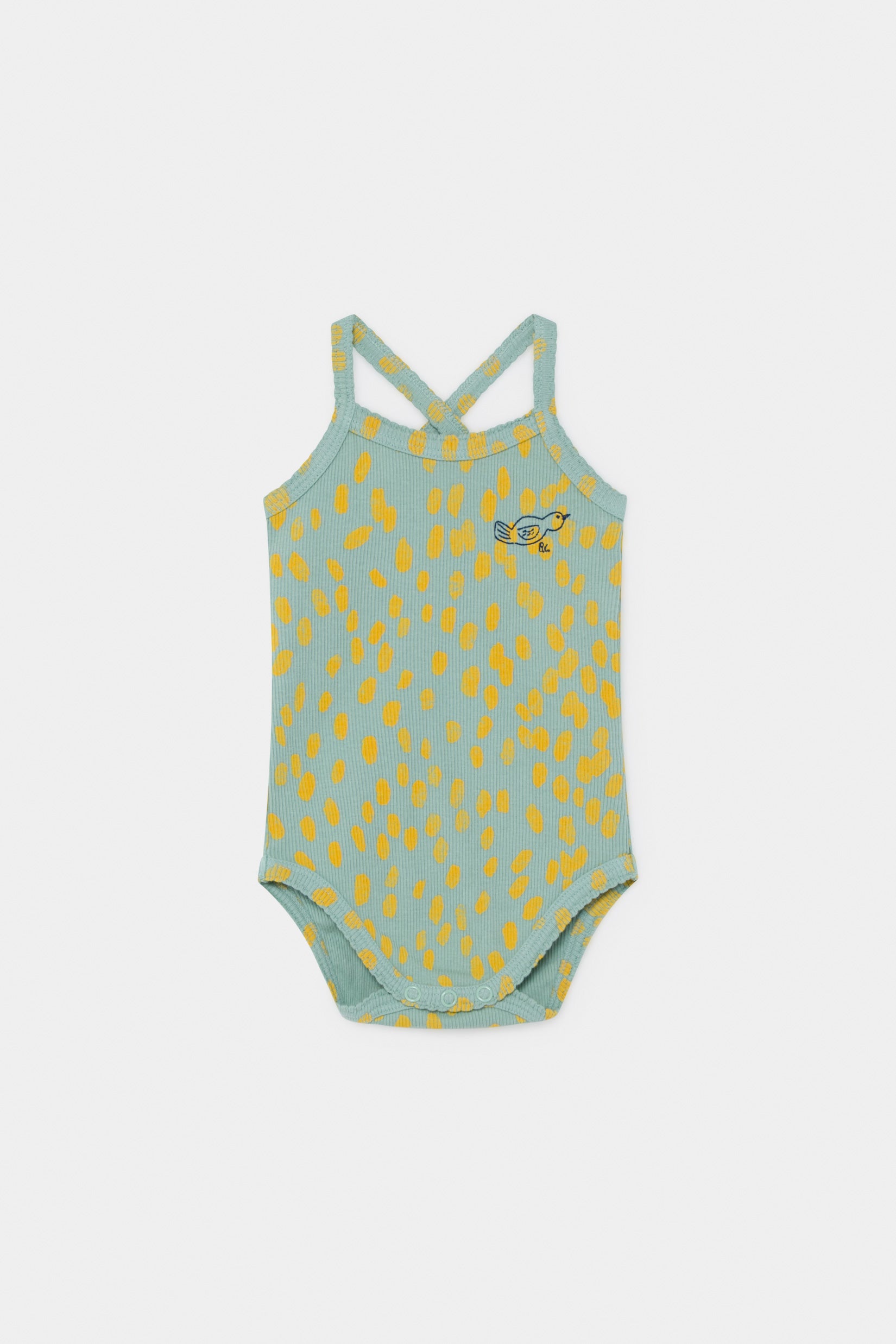 Baby Girls Green Printed Cotton Babysuit