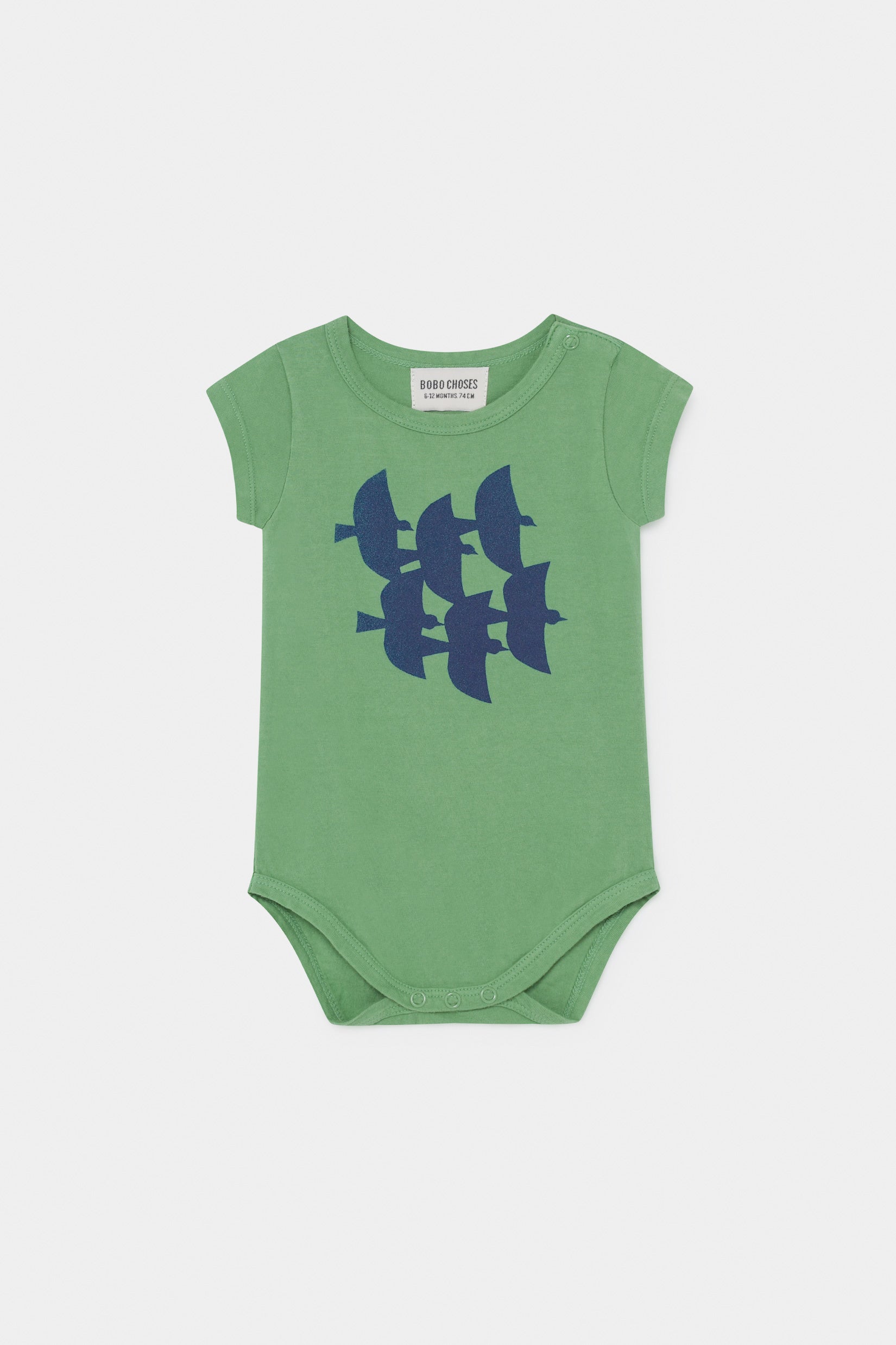Baby Girls Green Flying Birds Cotton Babysuit