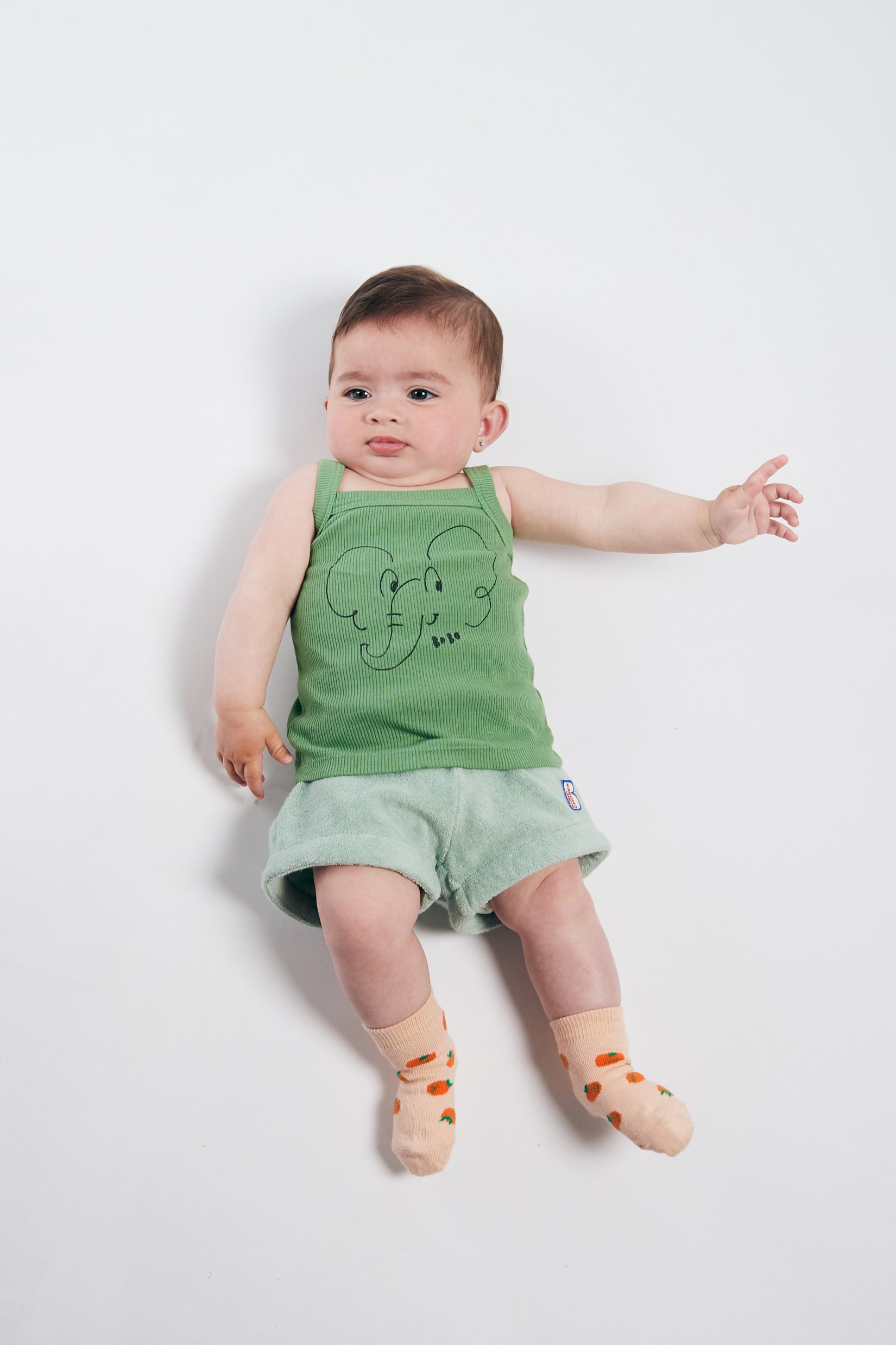 Baby Girls Light Green Terry Towel Shorts