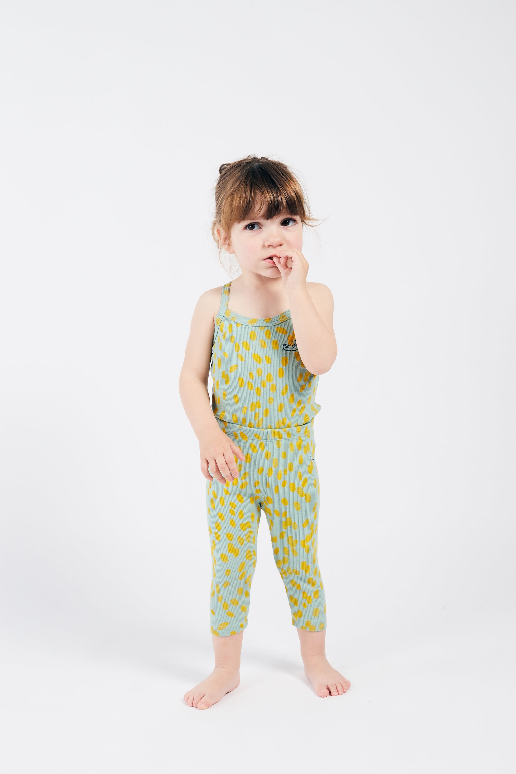 Baby Girls Green Printed Cotton Leggings