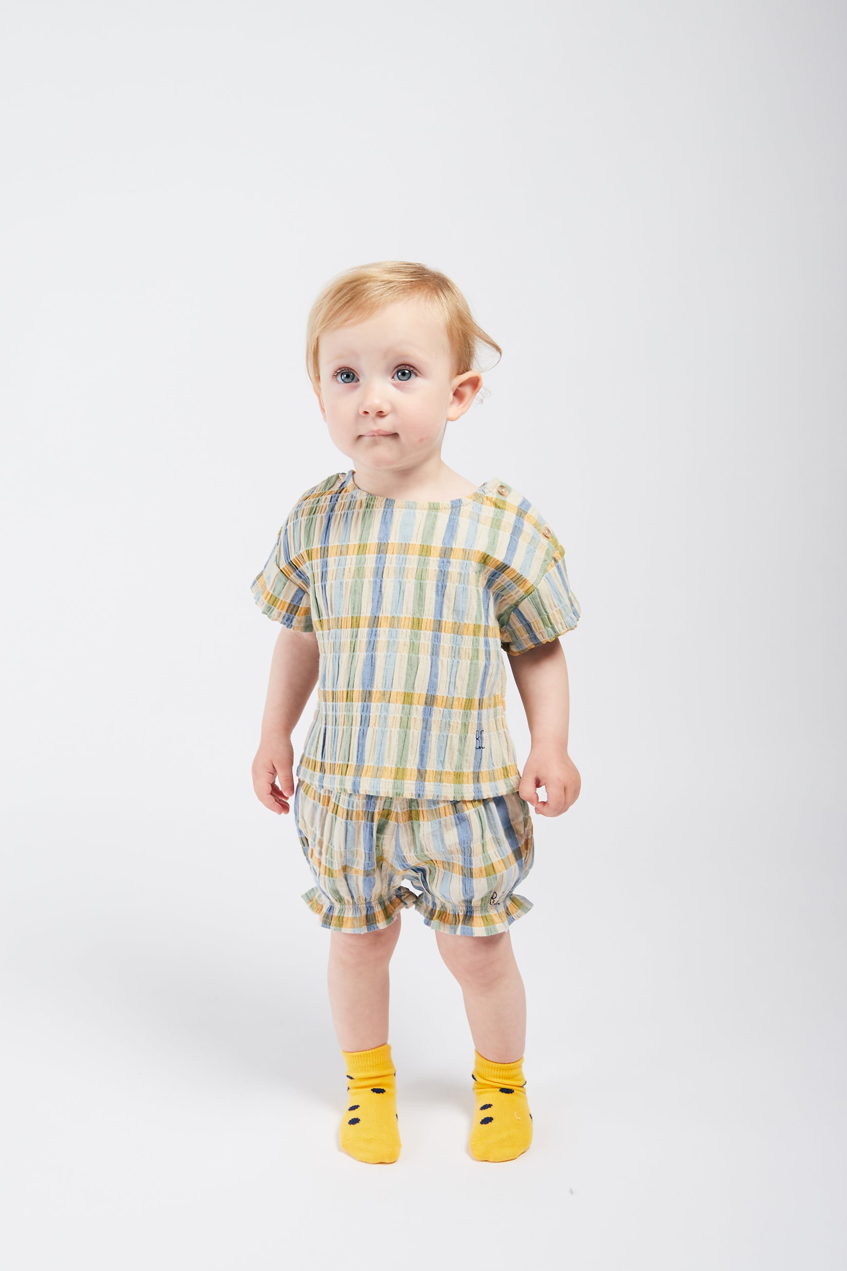 Baby Girls Multicolor Check Cotton Top