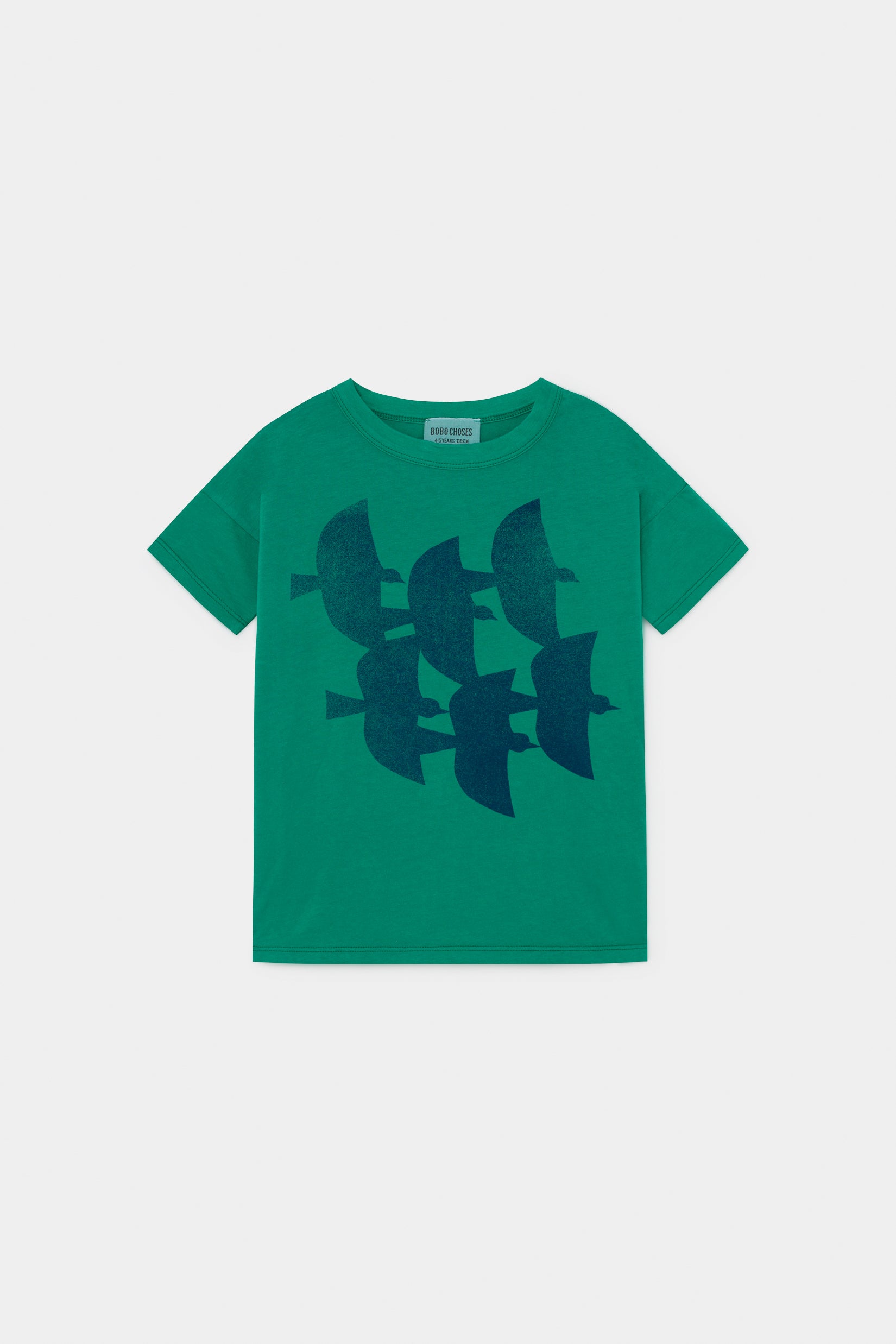 Boys Green Flying Birds Cotton T-shirt