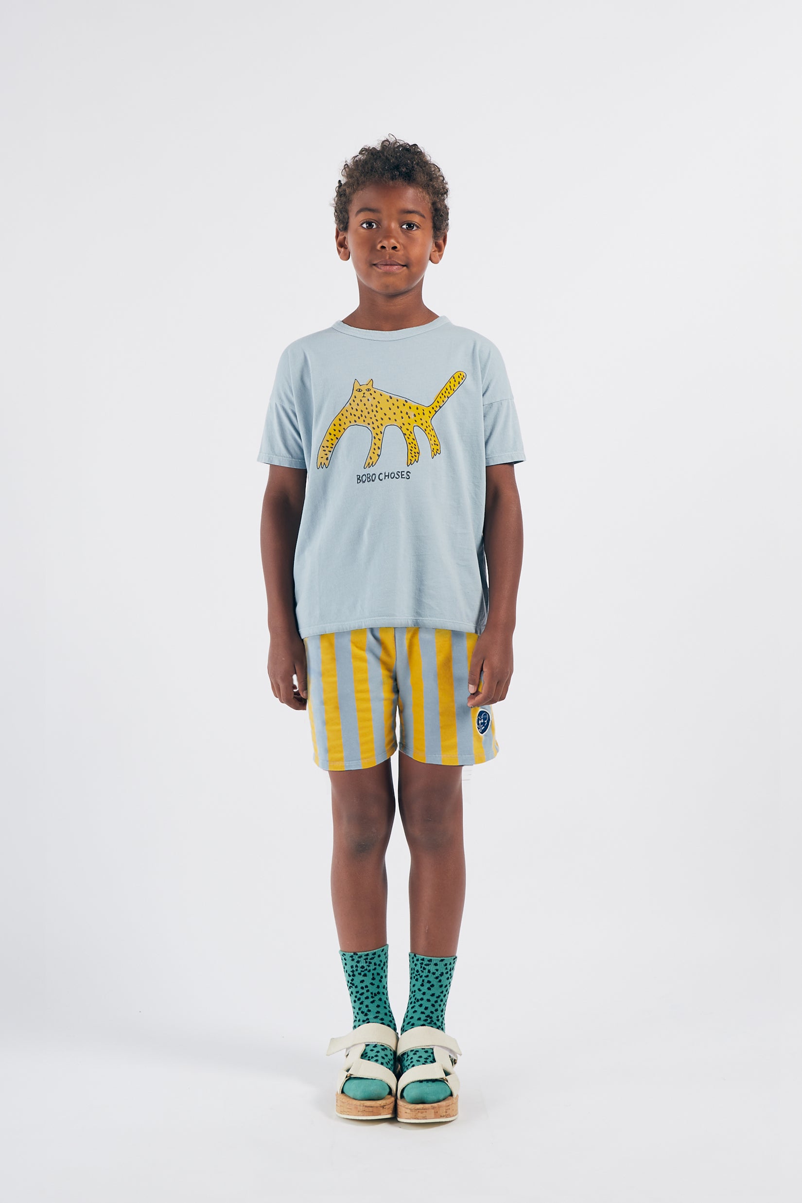 Boys Blue Leopard Cotton T-shirt