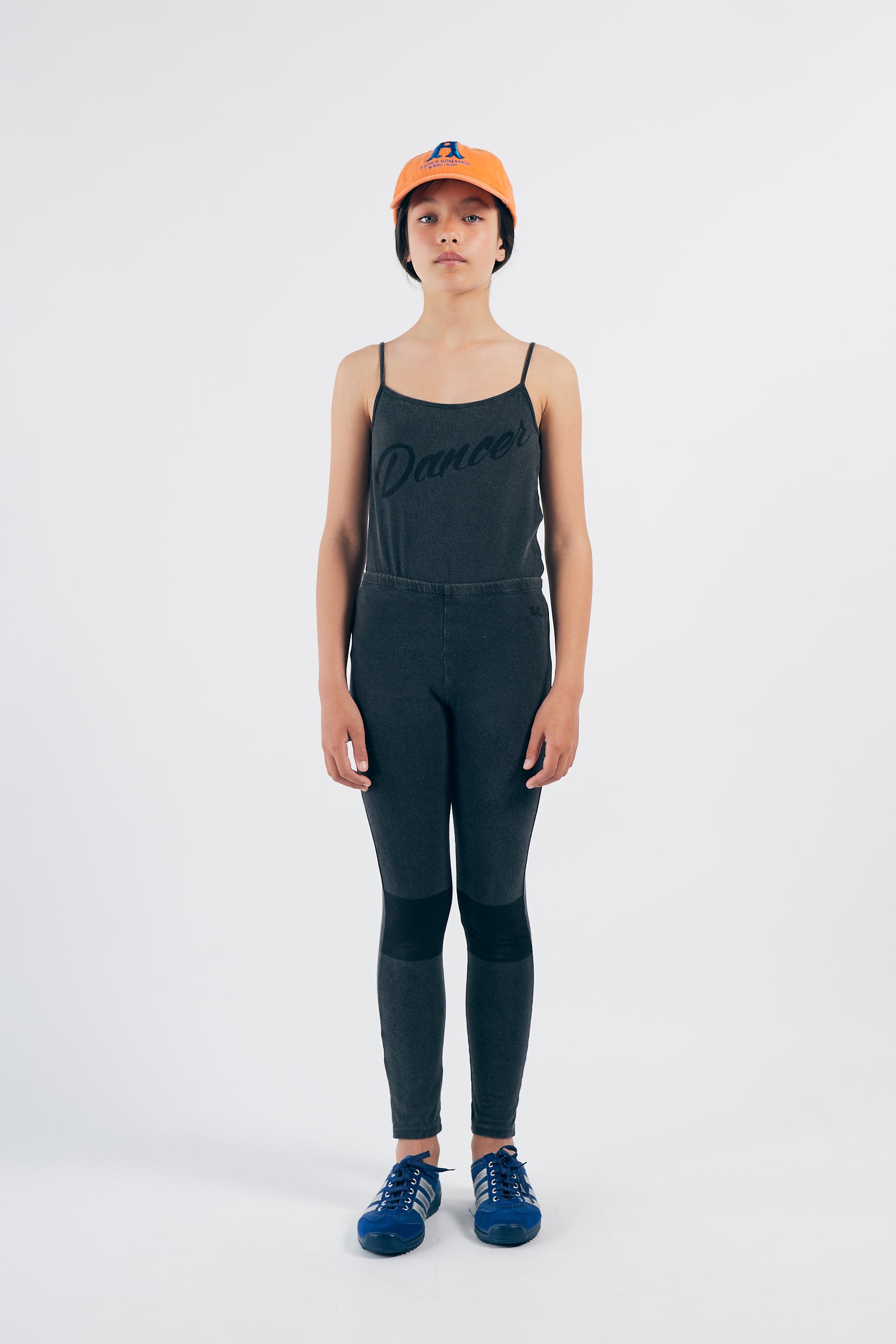 Girls Dark Grey Dancer Cotton Tank Top