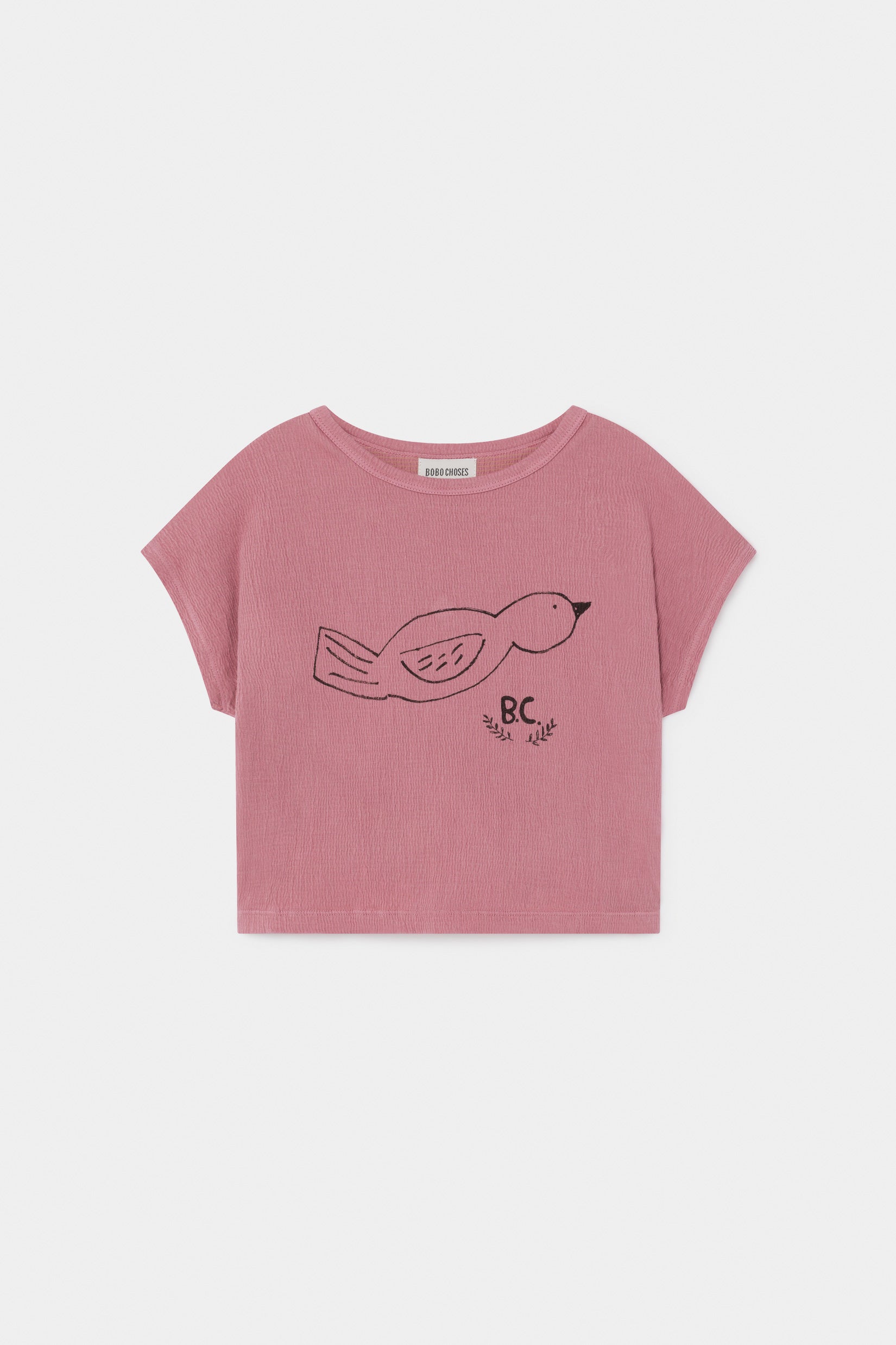Girls Pink Bird Cotton T-shirt