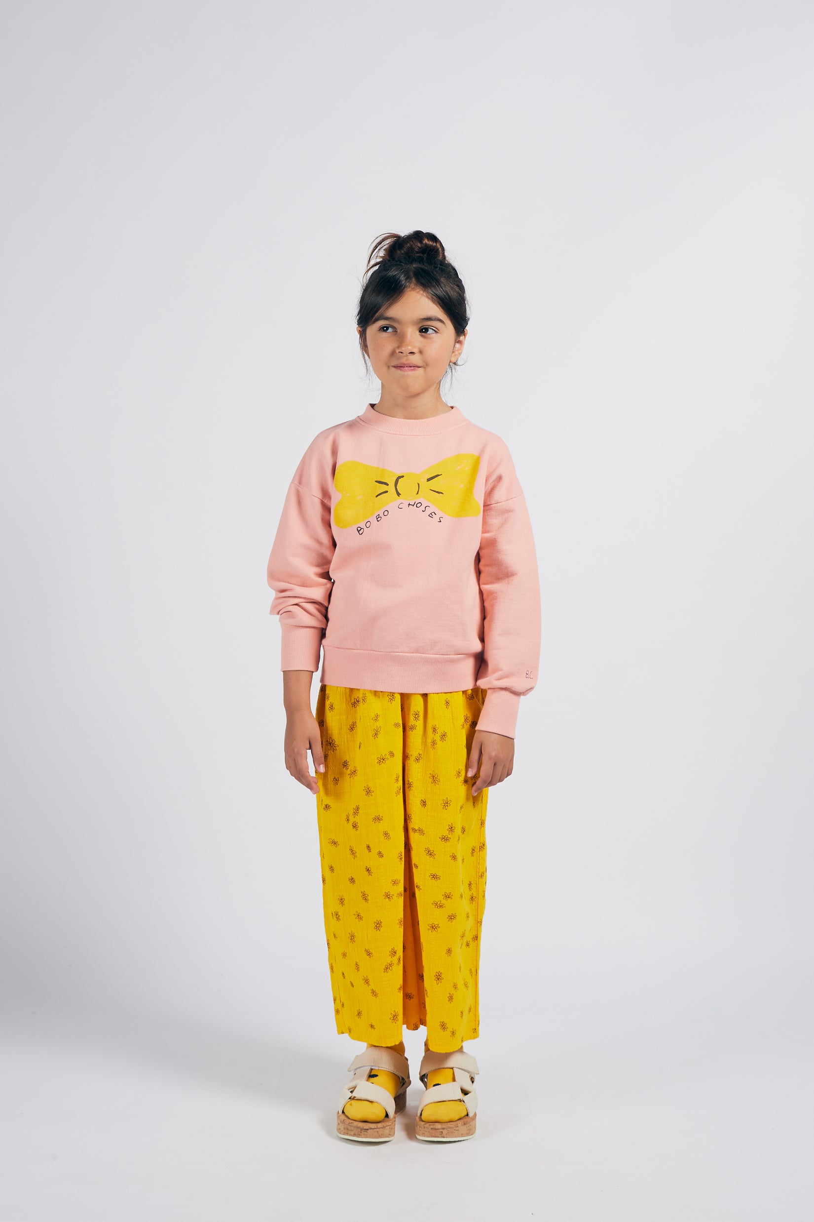 Girls Pink Bow Cotton Sweatshirt