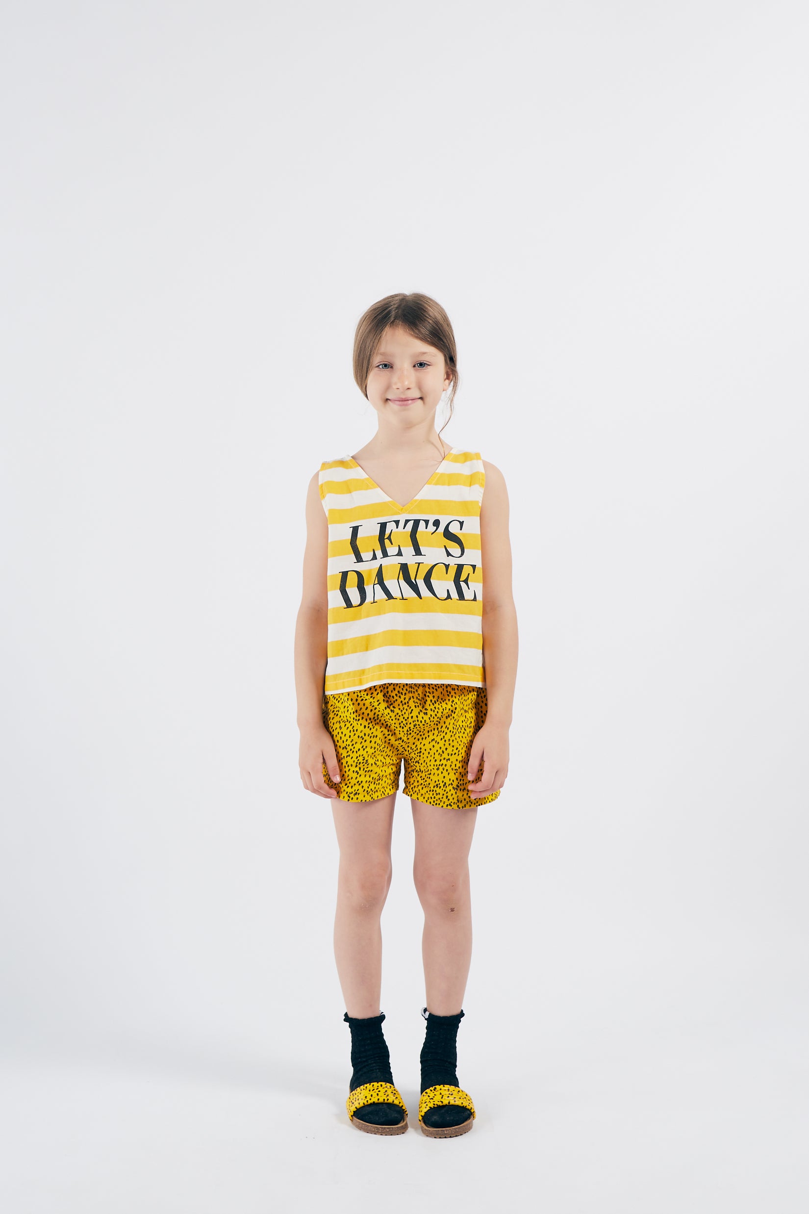 Girls Yellow Stripe Cotton Tank Top