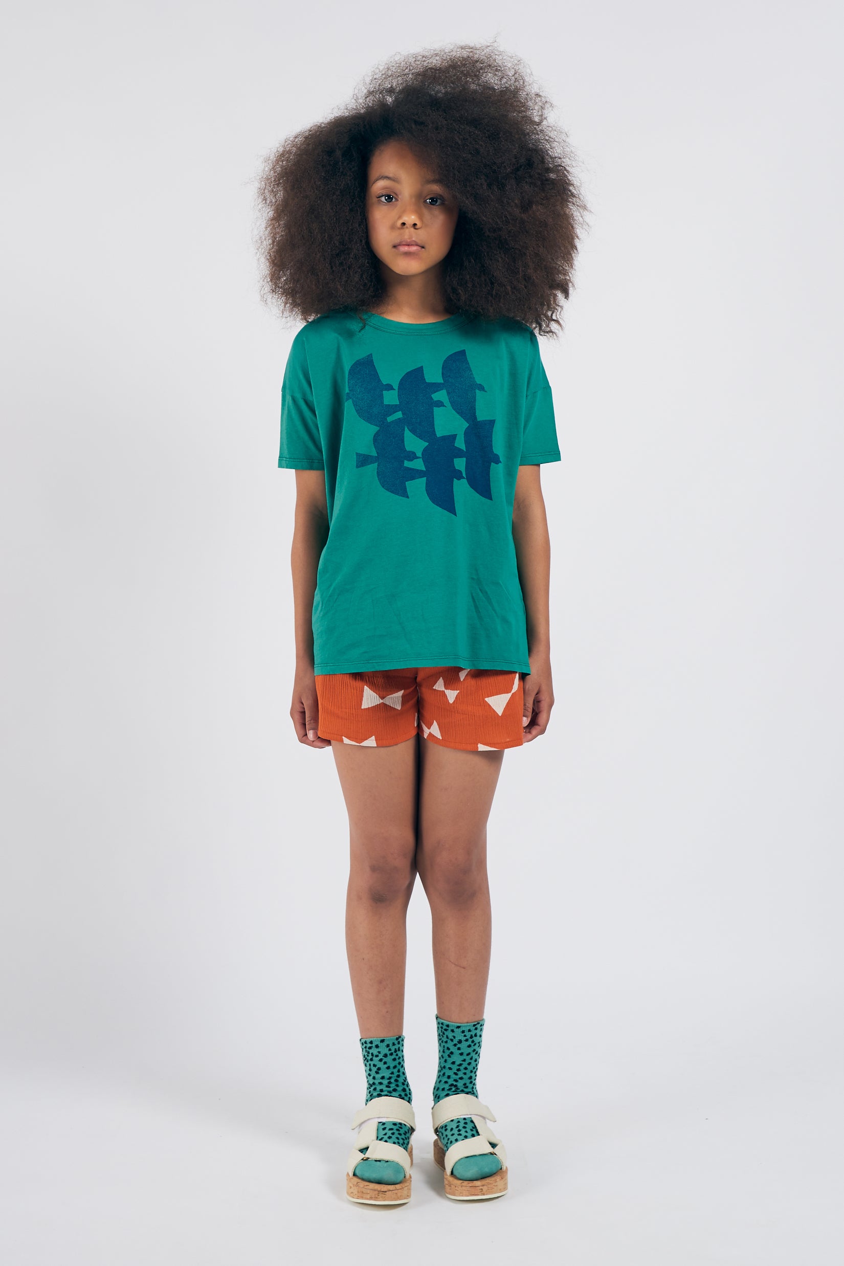 Girls Orange Bow Cotton Shorts