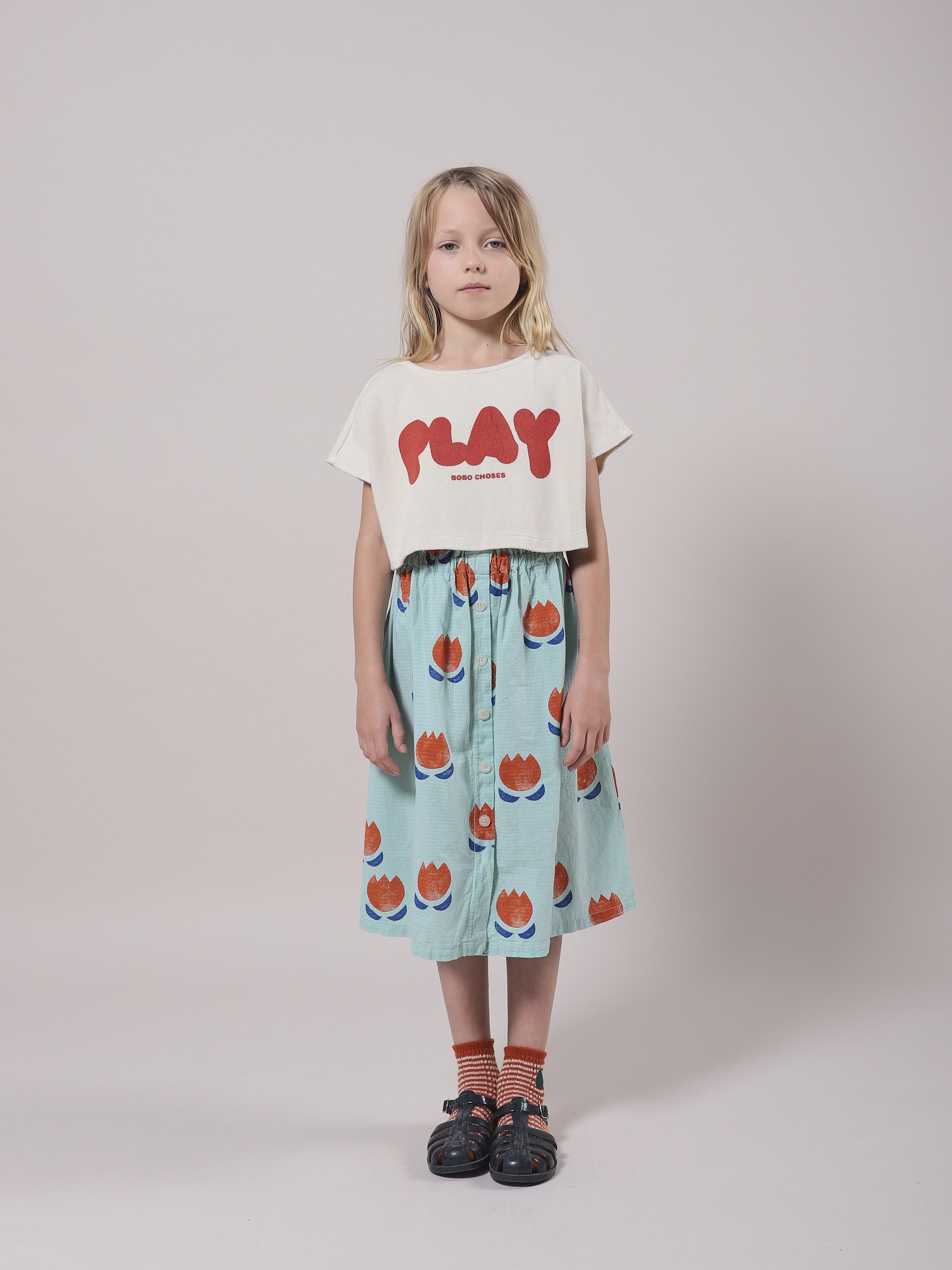 Girls Mint Printing Cotton Skirt