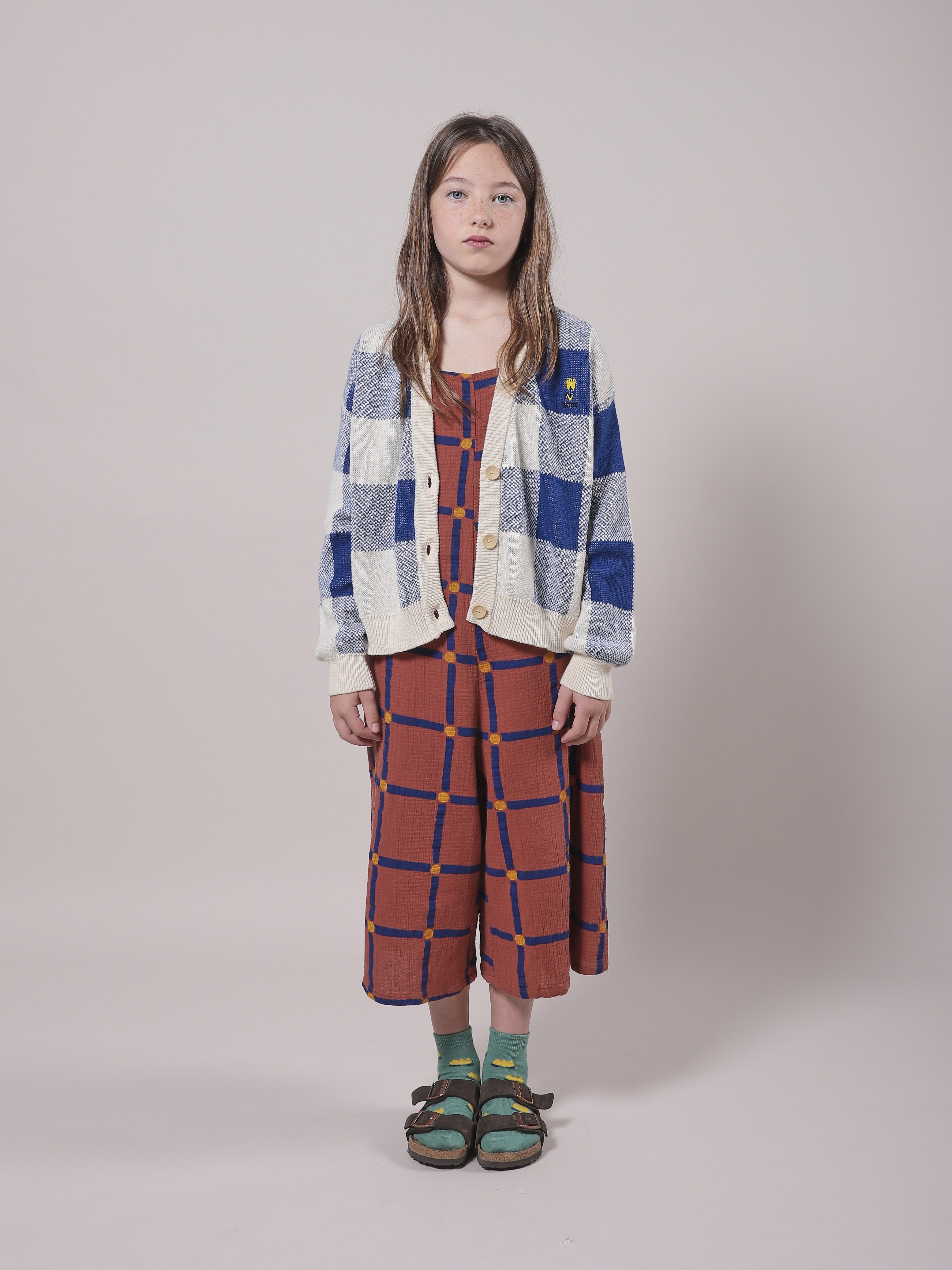 Girls Blue Check Cardigan