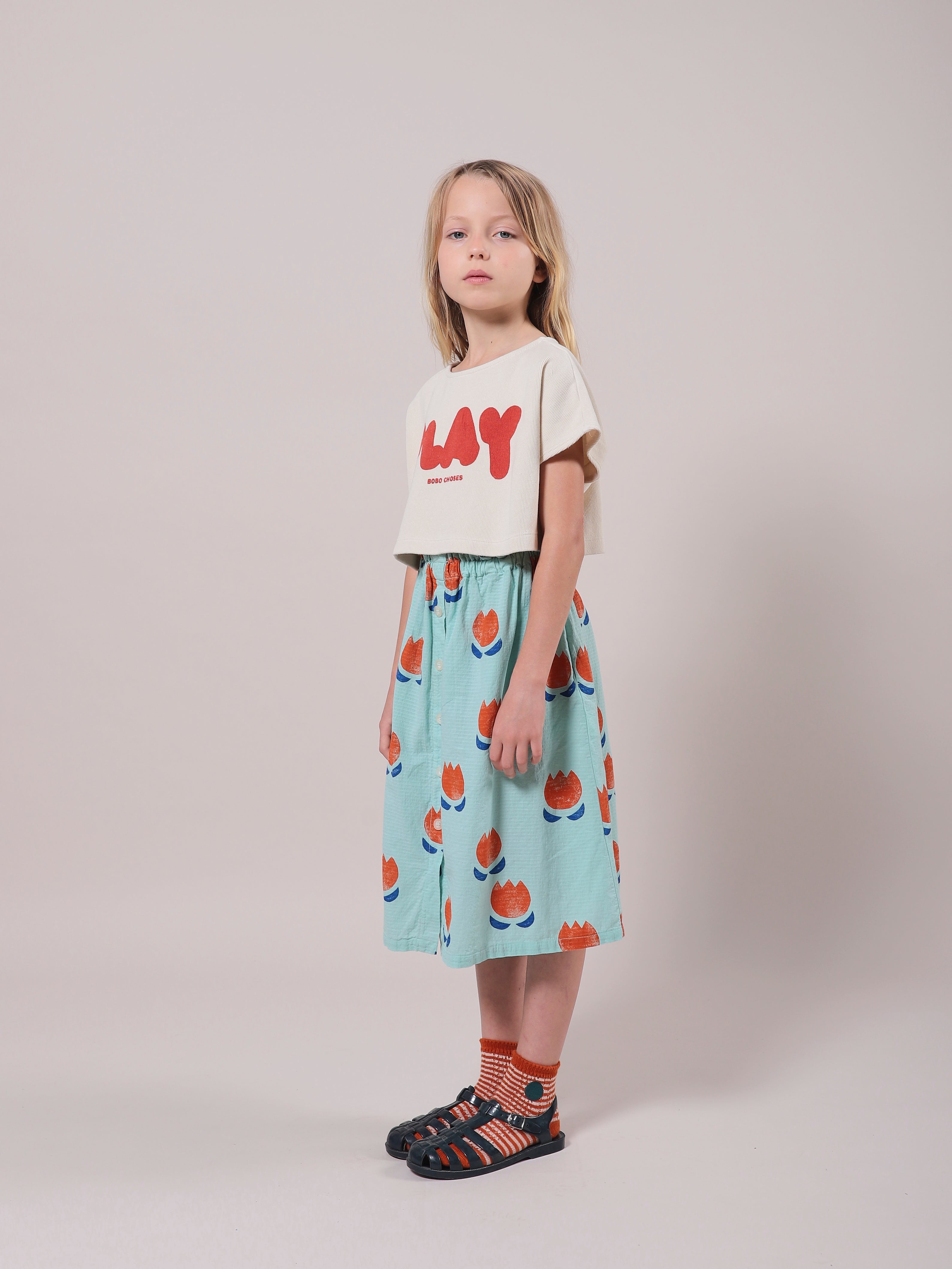 Girls Orange Stripes Short Socks