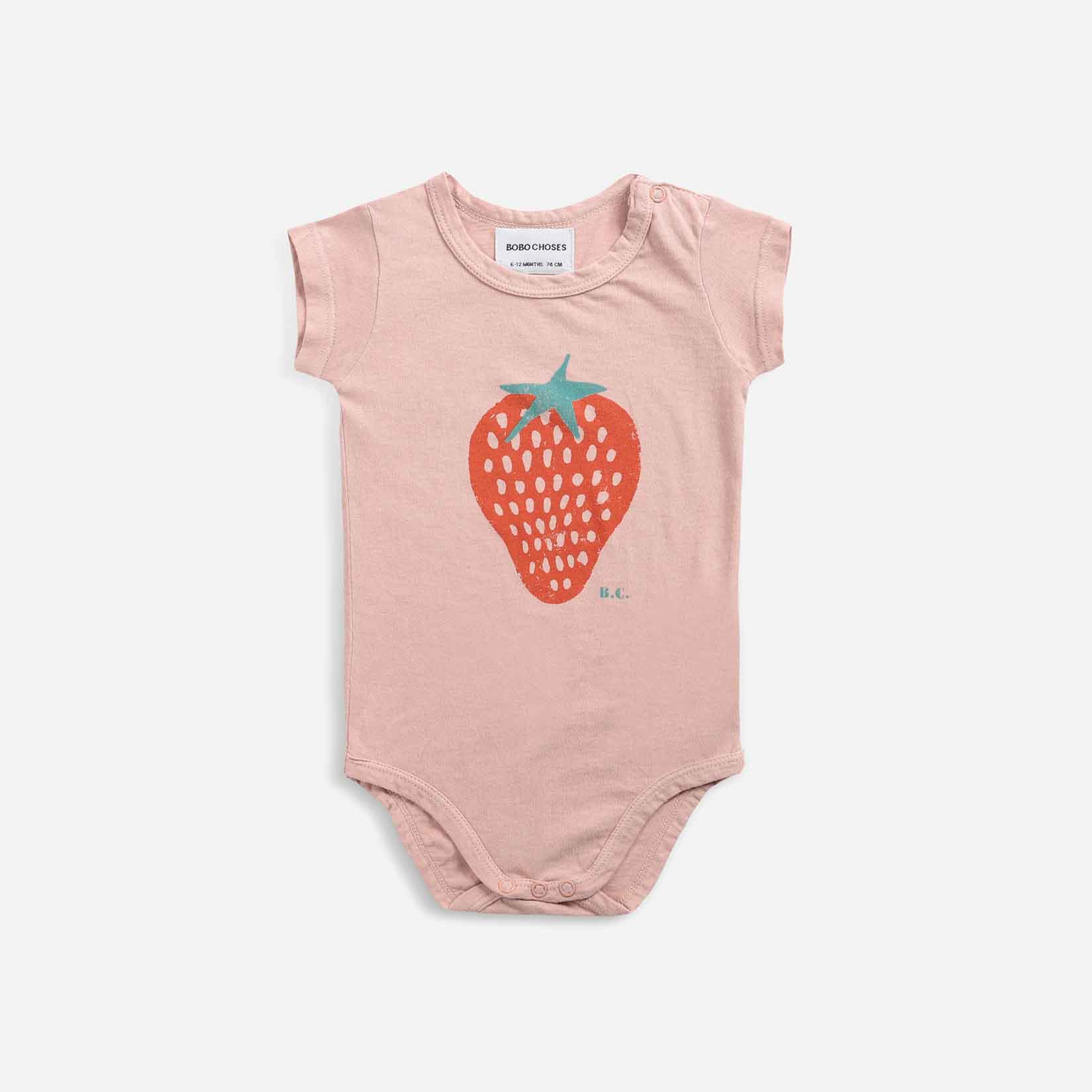 Baby Girls Pink Strawberry Cotton Babysuit