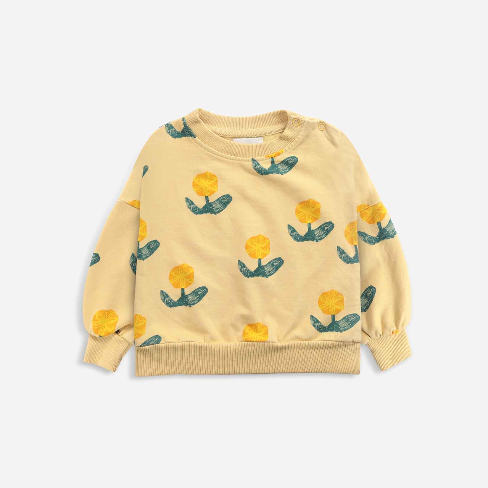 Baby Boys & Girls Yellow Flower Cotton Sweatshirt