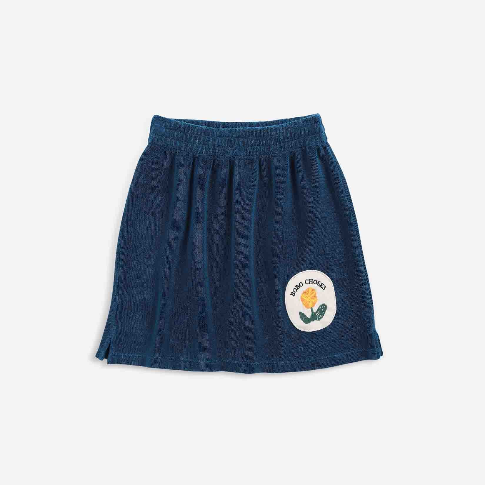 Girls Blue Flower Cotton Skirt