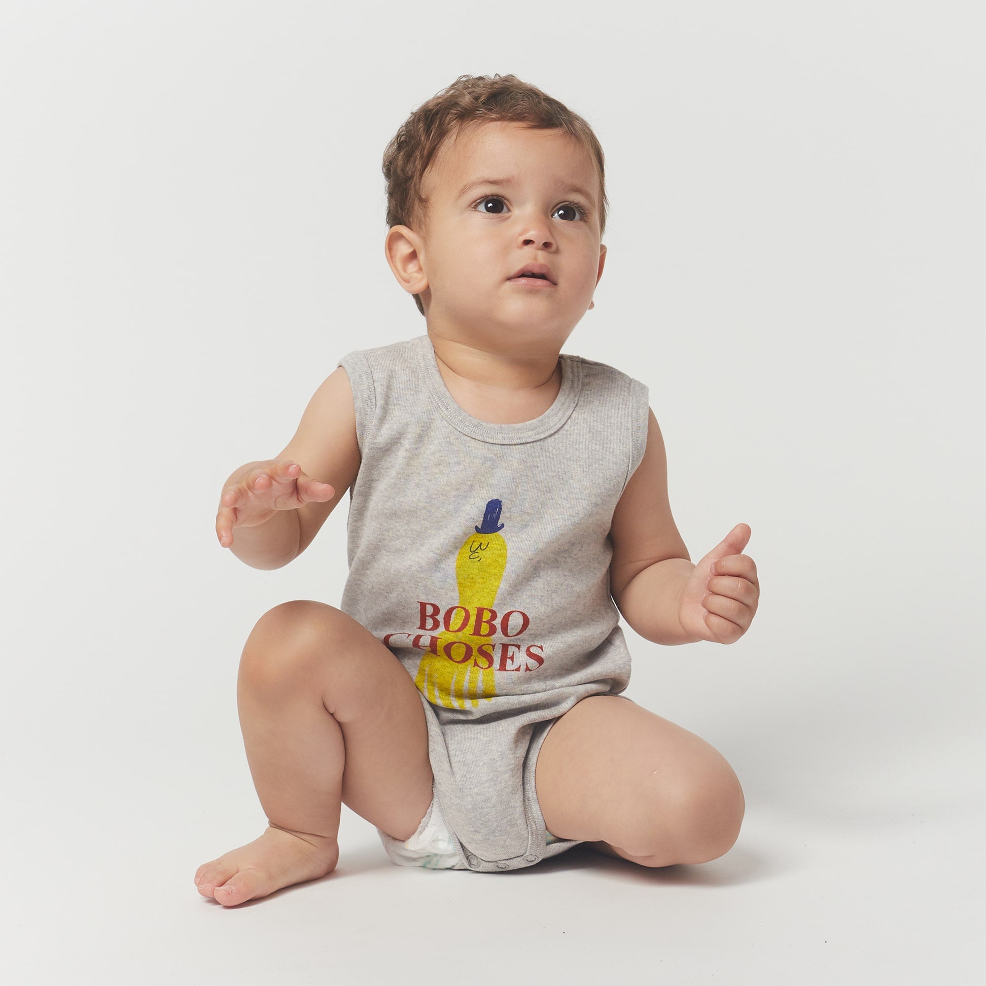 Baby Boys & Girls Light Grey Cotton Babysuit