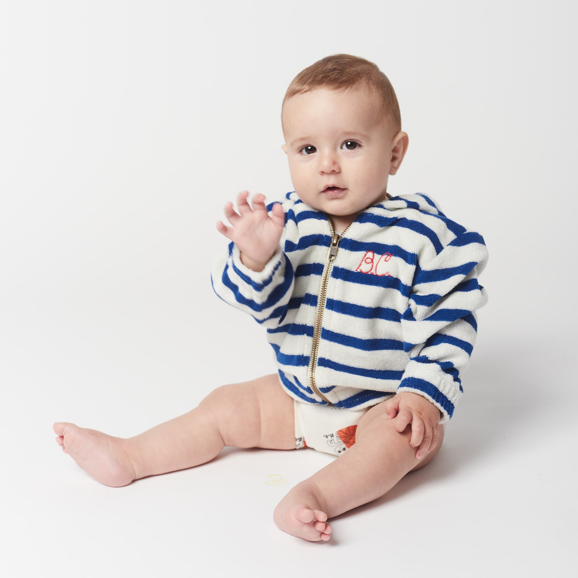 Baby Boys Blue Stripes Cotton Zip-Up Top
