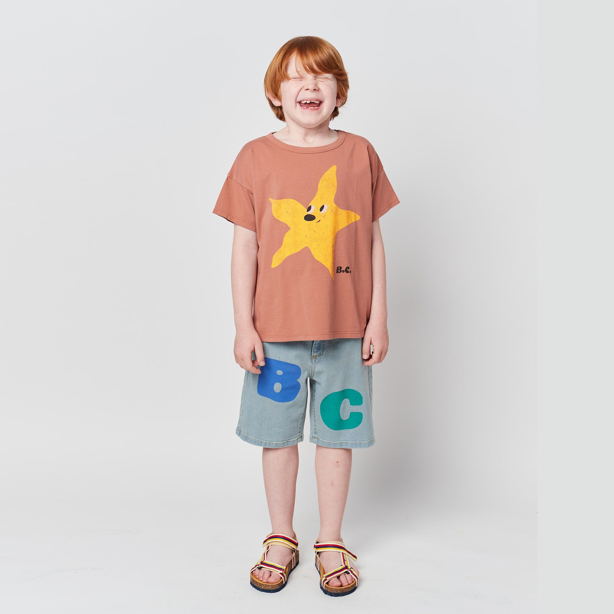 Boys & Girls Brown Printed Cotton T-Shirt