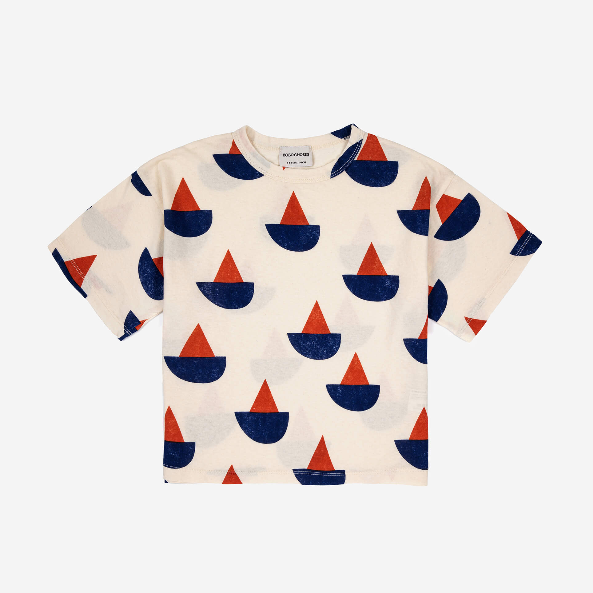 Boys White Printed Cotton T-Shirt