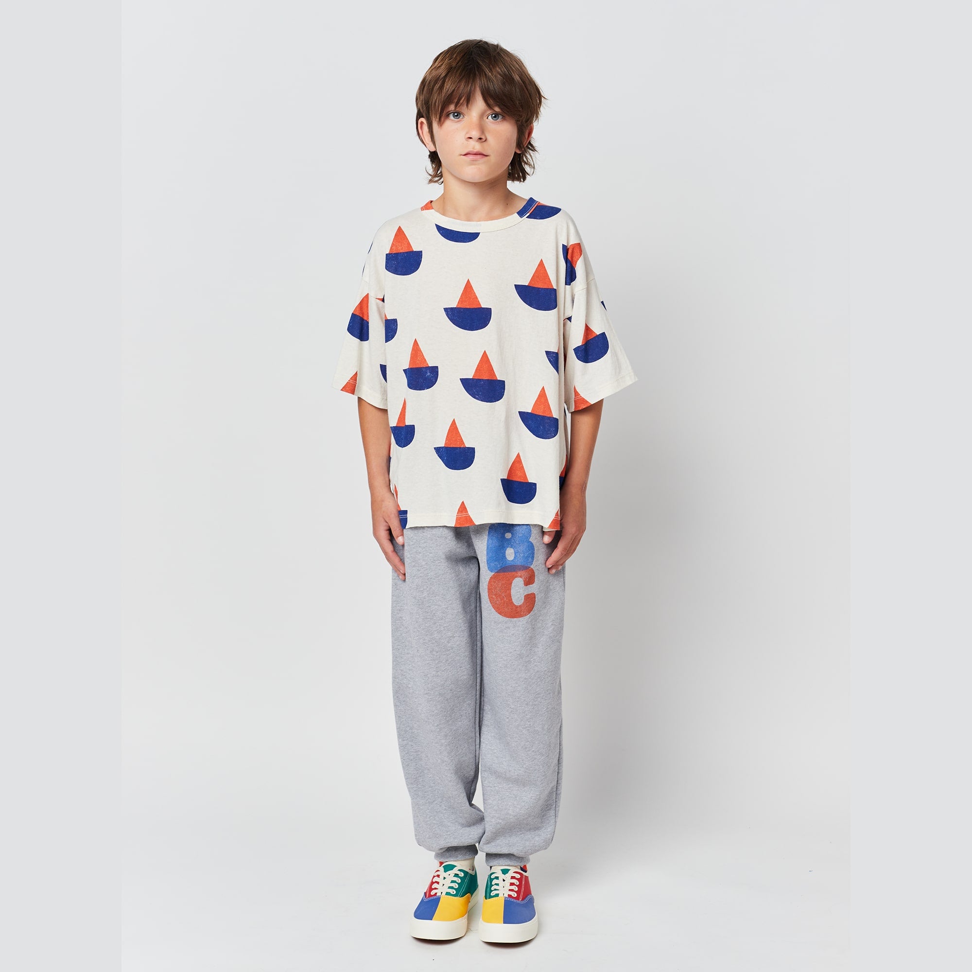 Boys White Printed Cotton T-Shirt