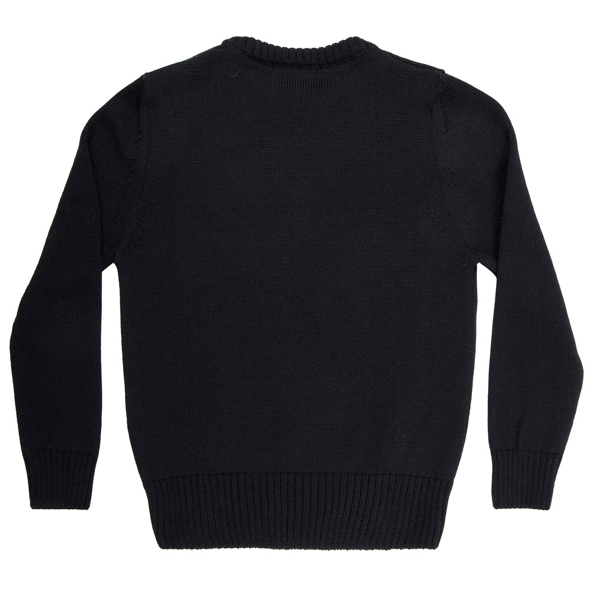 Girls Black Knitted Sweater With White Star Trims - CÉMAROSE | Children's Fashion Store - 3