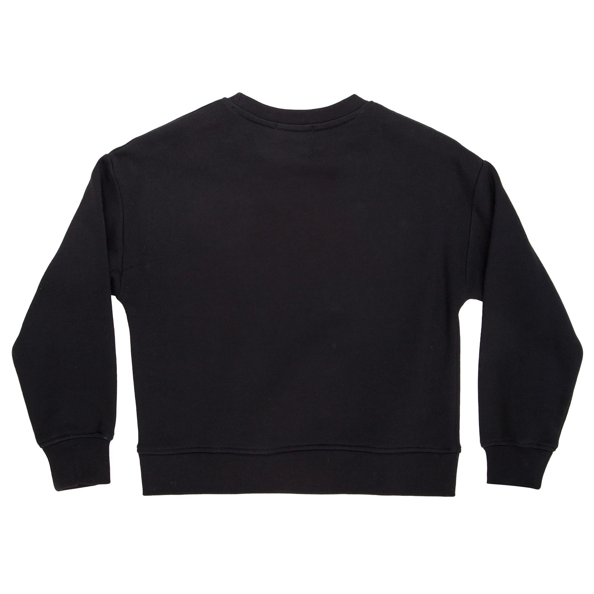 Girls Black Embroidered Brand Cotton Sweatshirt - CÉMAROSE | Children's Fashion Store - 3