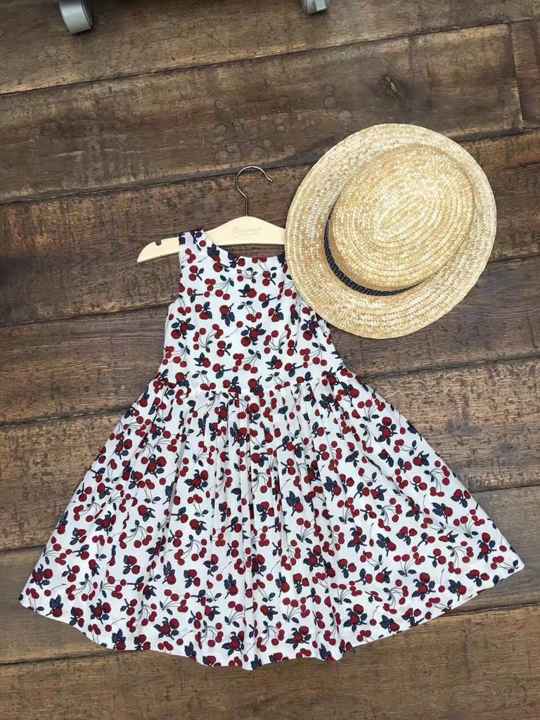 女大童樱桃图案白色连衣裙 - CÉMAROSE | Children's Fashion Store