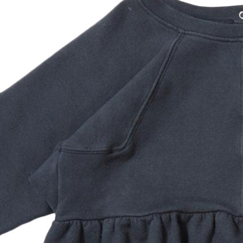 Girls Navy Blue Cotton Jersey Woven Dress - CÉMAROSE | Children's Fashion Store - 3