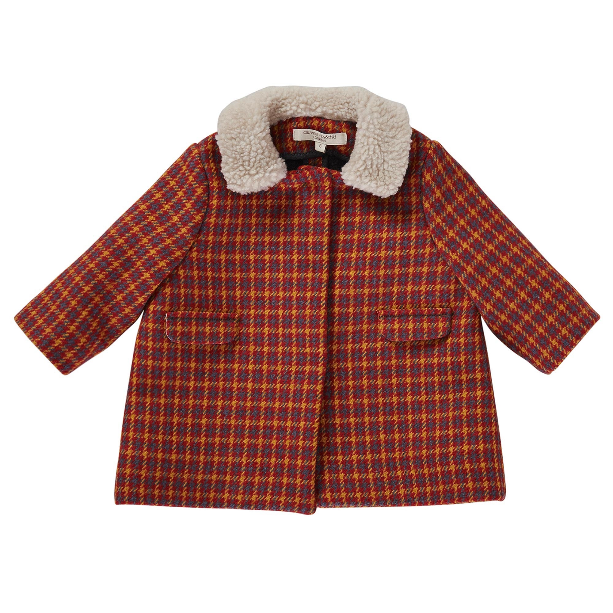 Baby Brown Fur Collar Wool Coat With Patch Pocket - CÉMAROSE | Children's Fashion Store - 1