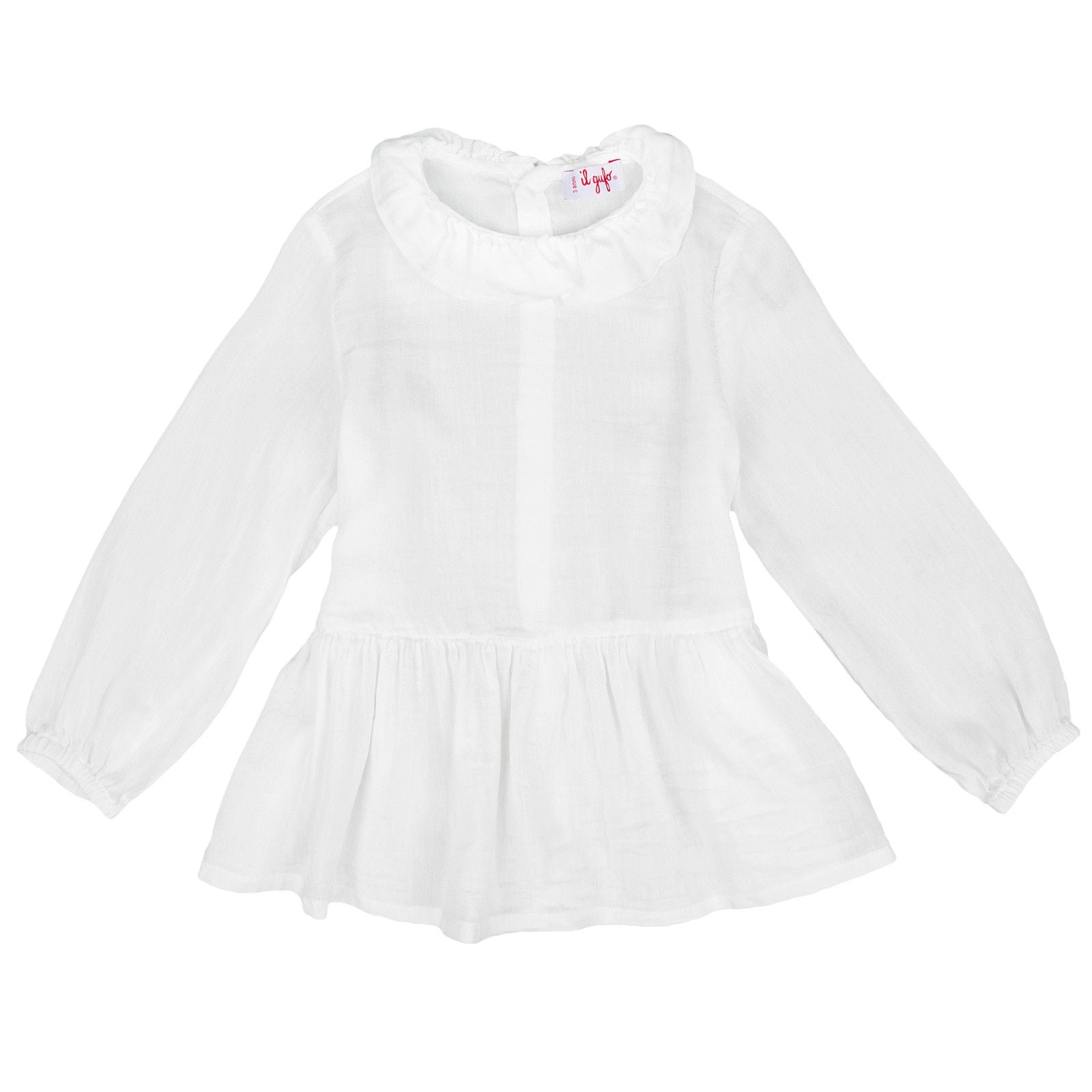 Girls Ivory Jersey Blouse With Peplum Hem - CÉMAROSE | Children's Fashion Store - 1
