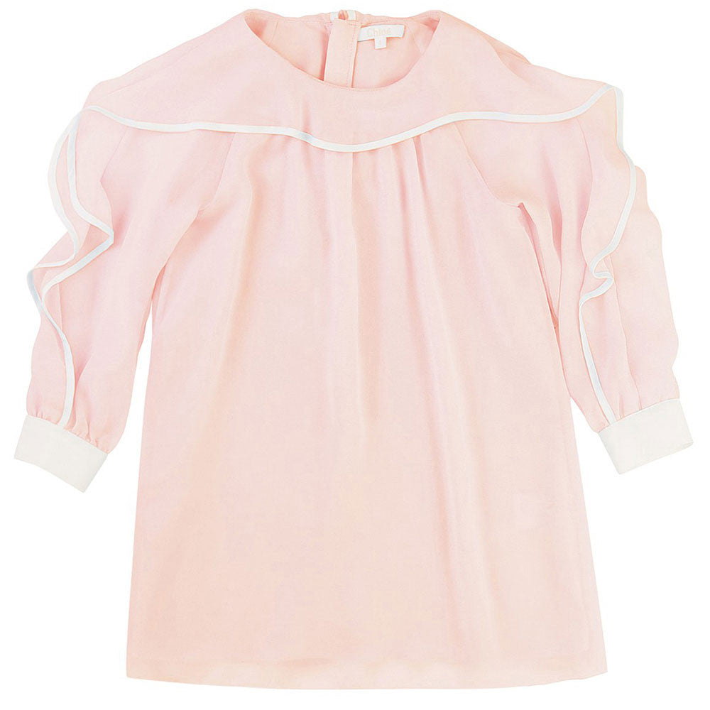Girls Pale Pink Silk Rib Cuffs Dress - CÉMAROSE | Children's Fashion Store - 2