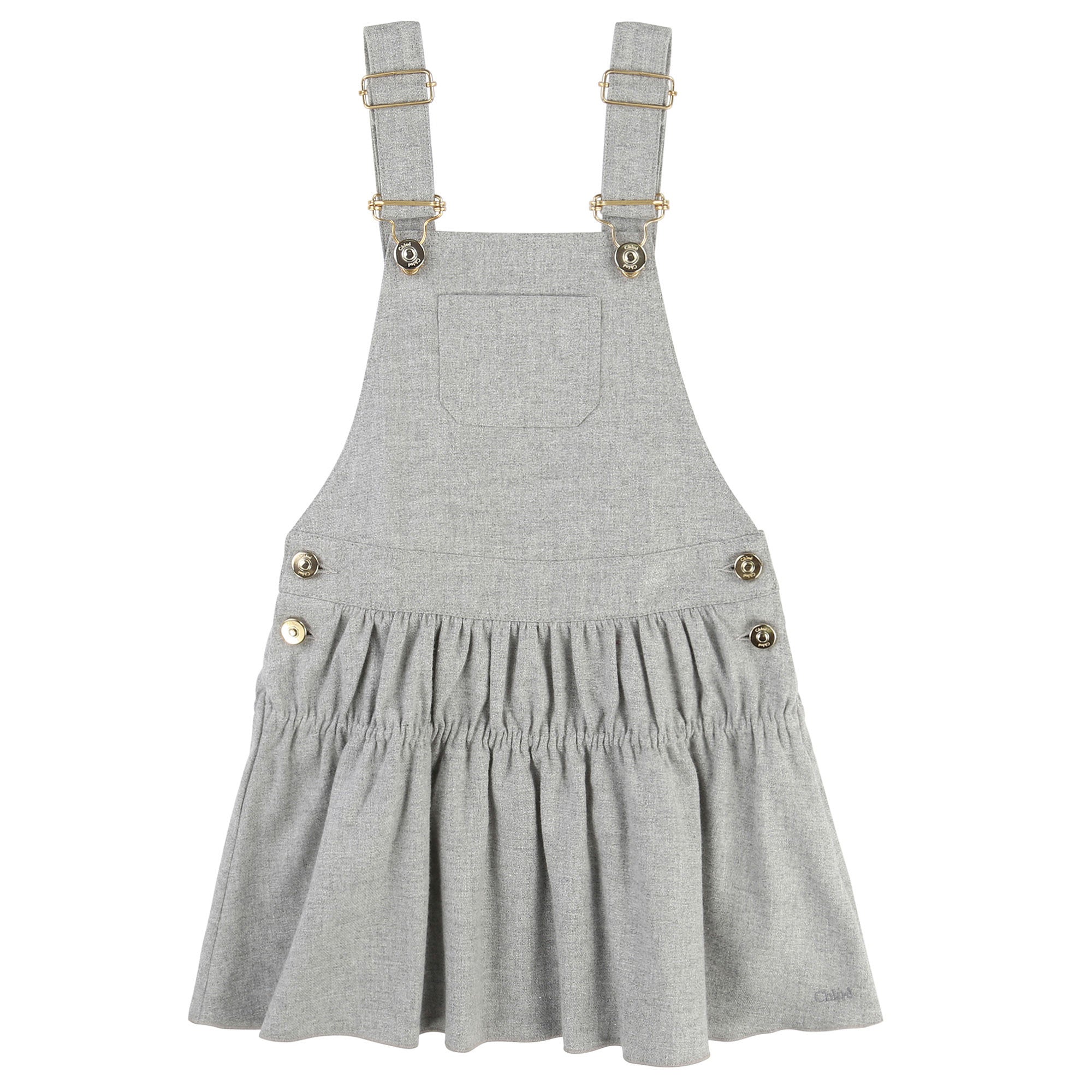 Girls Grey Cotton Strap Frilled Dress - CÉMAROSE | Children's Fashion Store