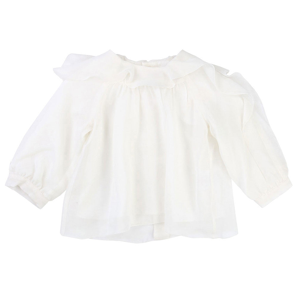 Baby Girls White Ruffled Viscose Blouse - CÉMAROSE | Children's Fashion Store