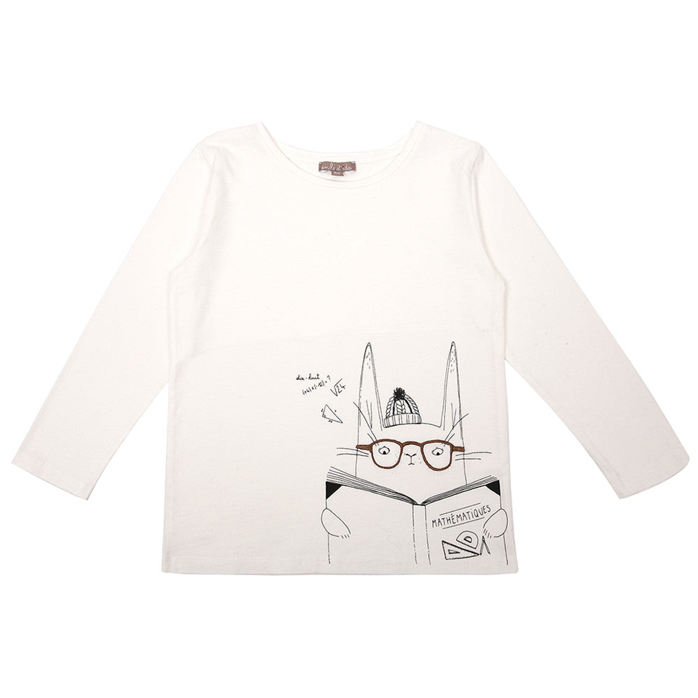 Girls Pink Fancy Cat Printed Trims T-Shirt - CÉMAROSE | Children's Fashion Store